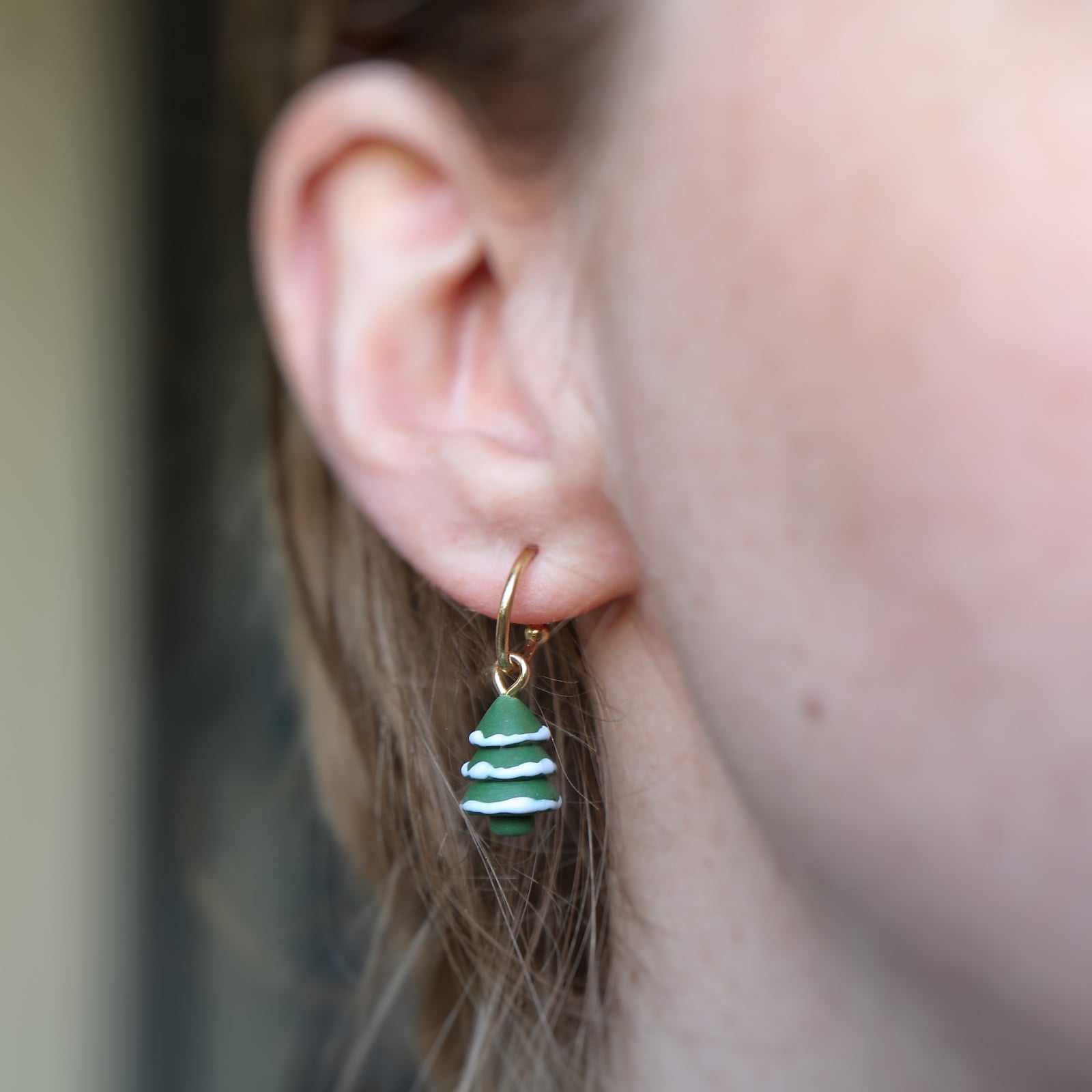 Kerstboompjes met sneeuw oorbellen - 98888 Kerstboompjes met sneeuw oorbellen