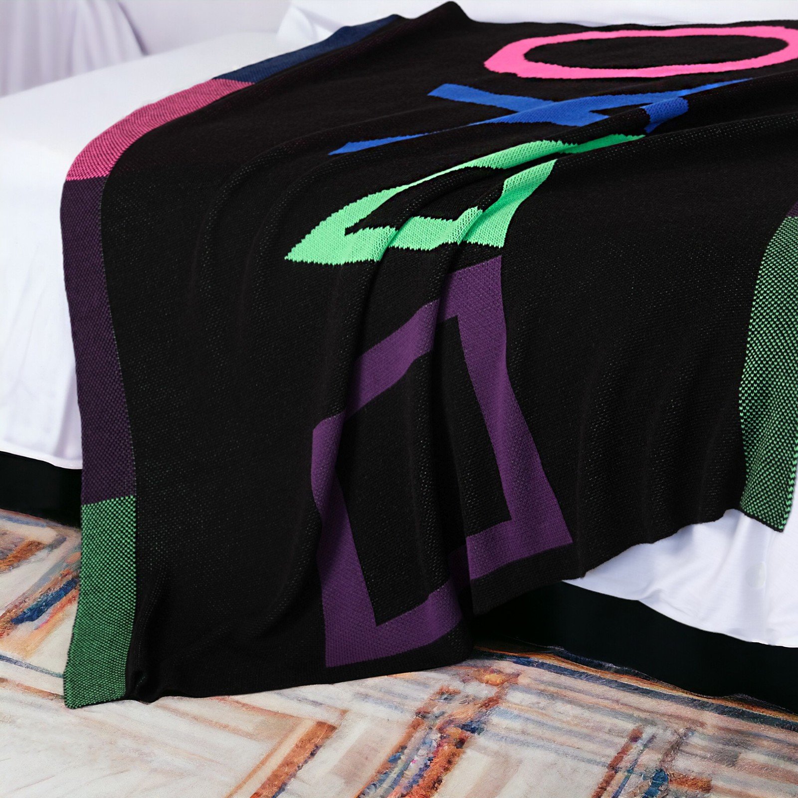 Trimita Game Deken | Gamer at Play Plaid – Controller Print – Sym… - 99583 Game Deken | Gamer at Play Plaid – Neon Symbol – 130×170 cm