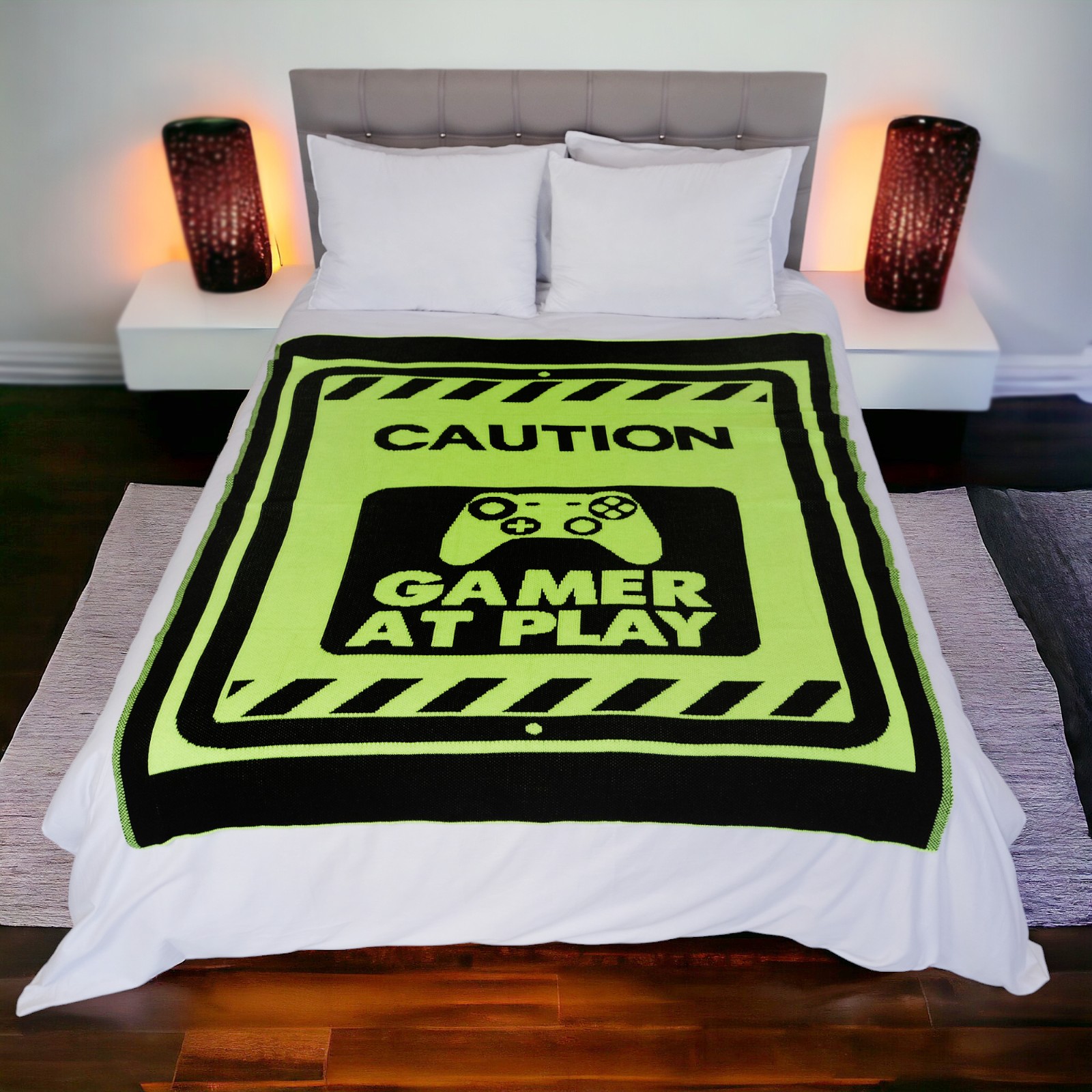 Game Deken – Gamer at Play – Neon Yellow – 130×170 cm
