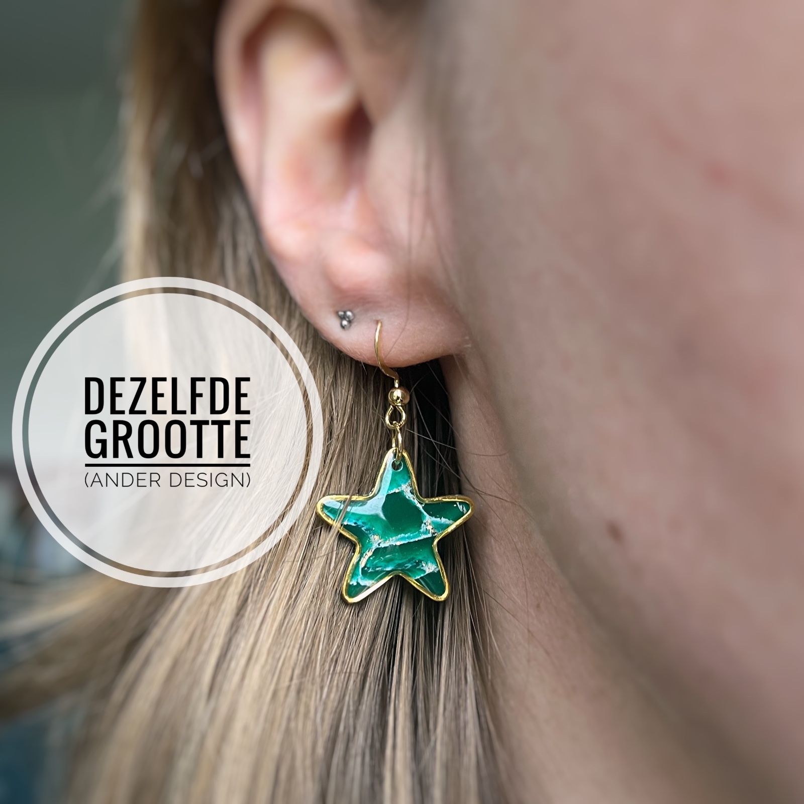 Witte ster oorbellen kerst