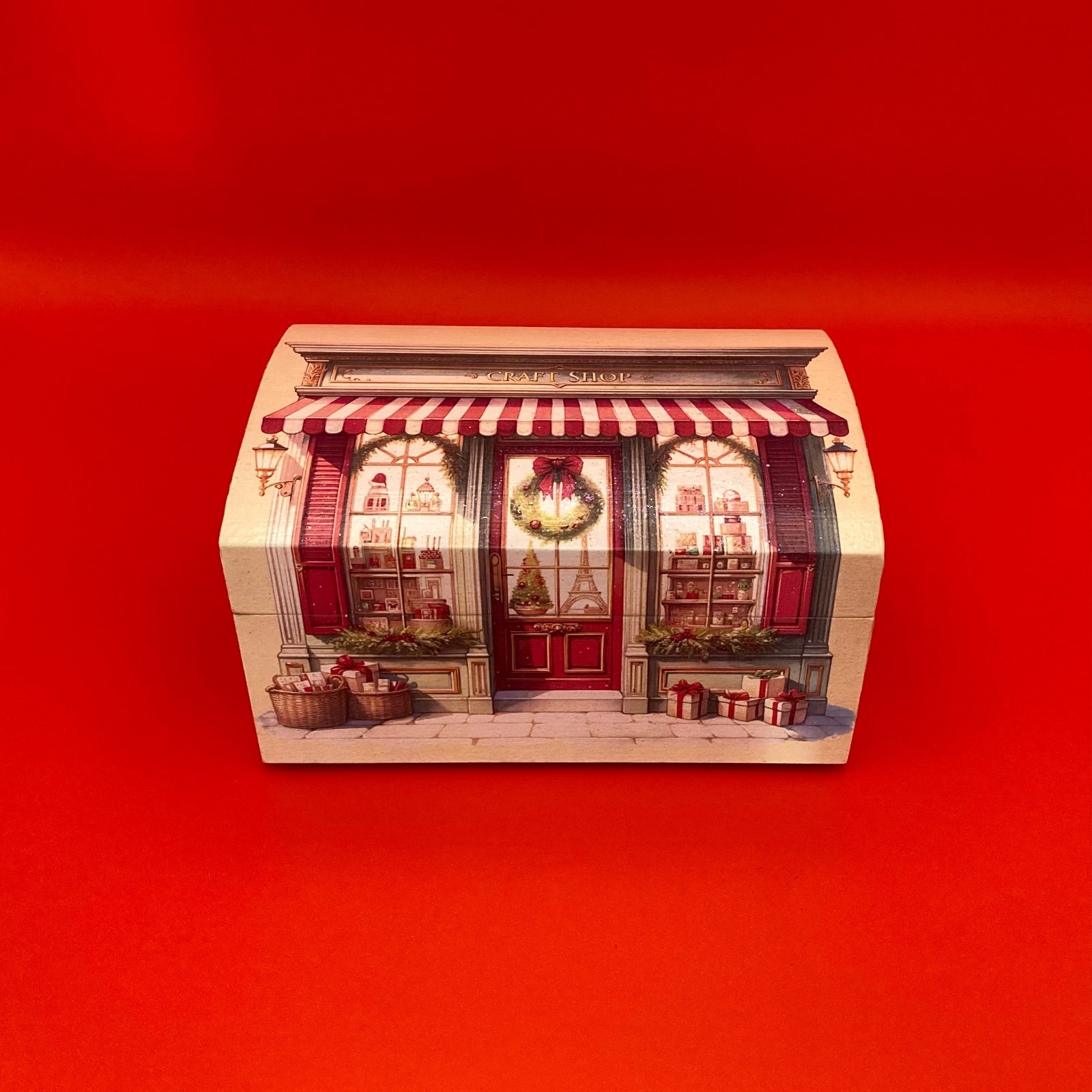 Bamboe sieradendoos ‘Hobbywinkeltje in Kerstsfeer’