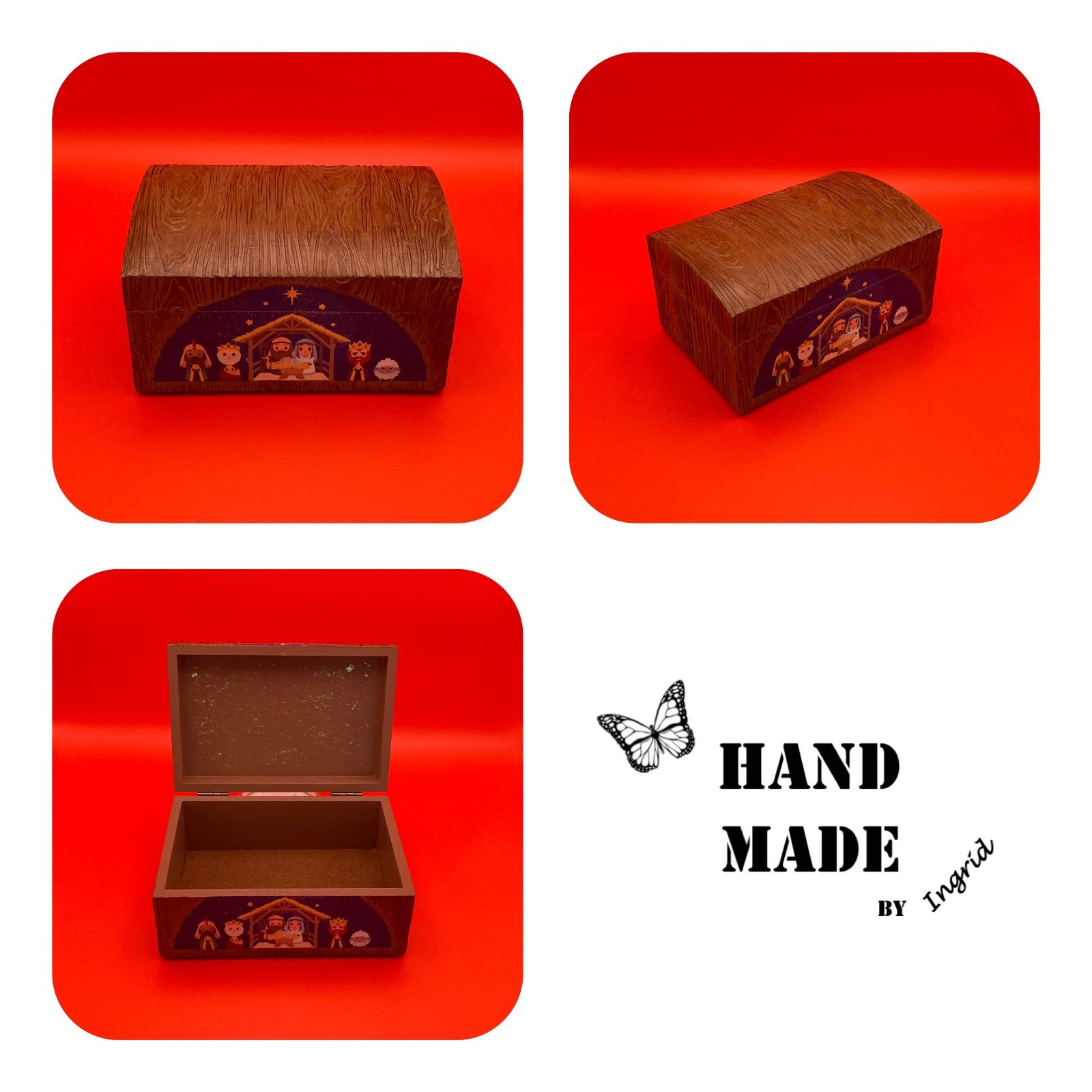 Bamboe sieradendoos ‘Kerststal’