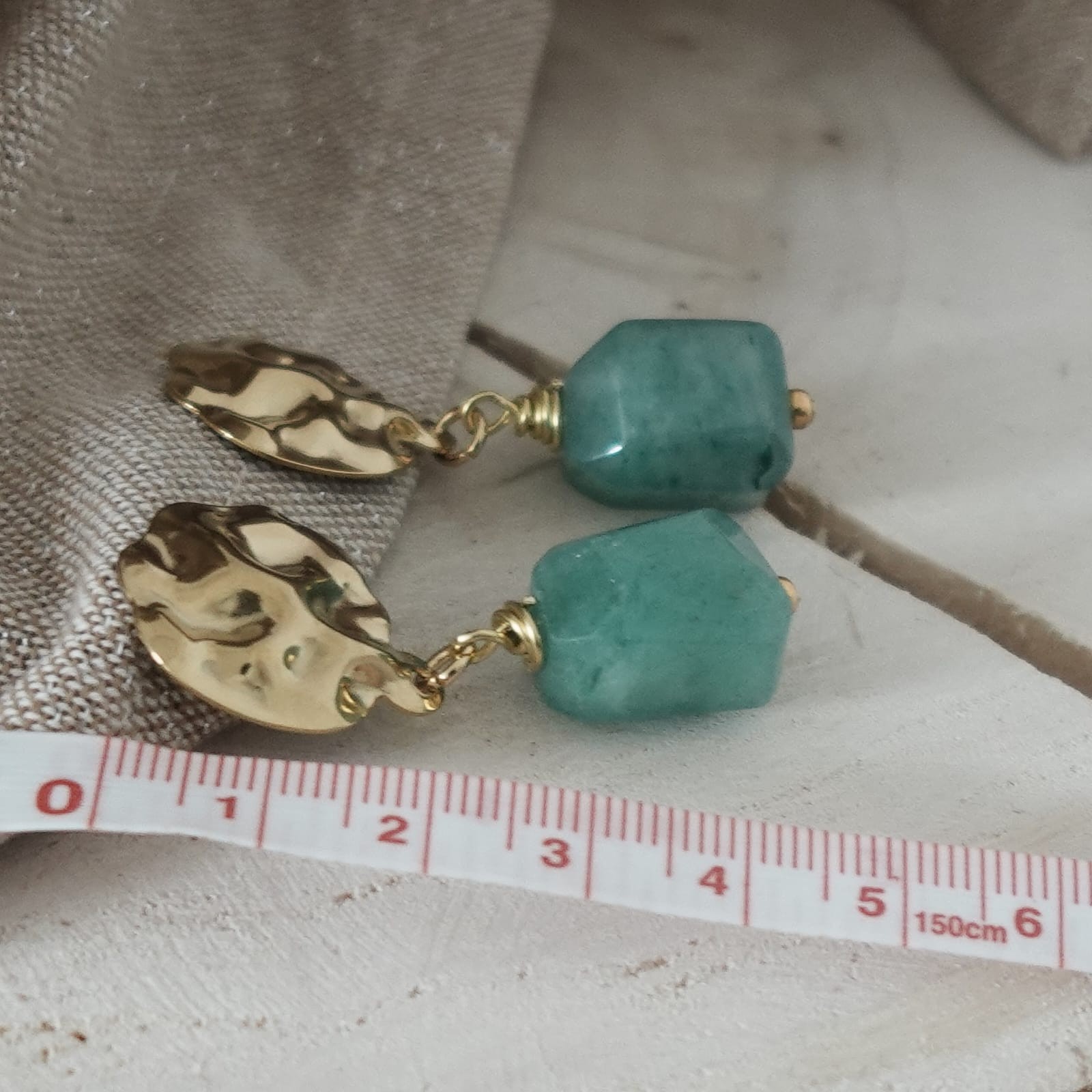 Groene Agaat oorbellen met gouden spiraalvormige schelp oorbellen |