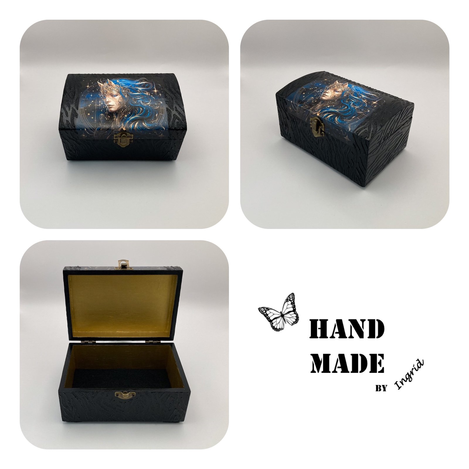 Handgedecoreerde bamboe sieradendoos met het sterrenbeeld ‘Boogschutter’