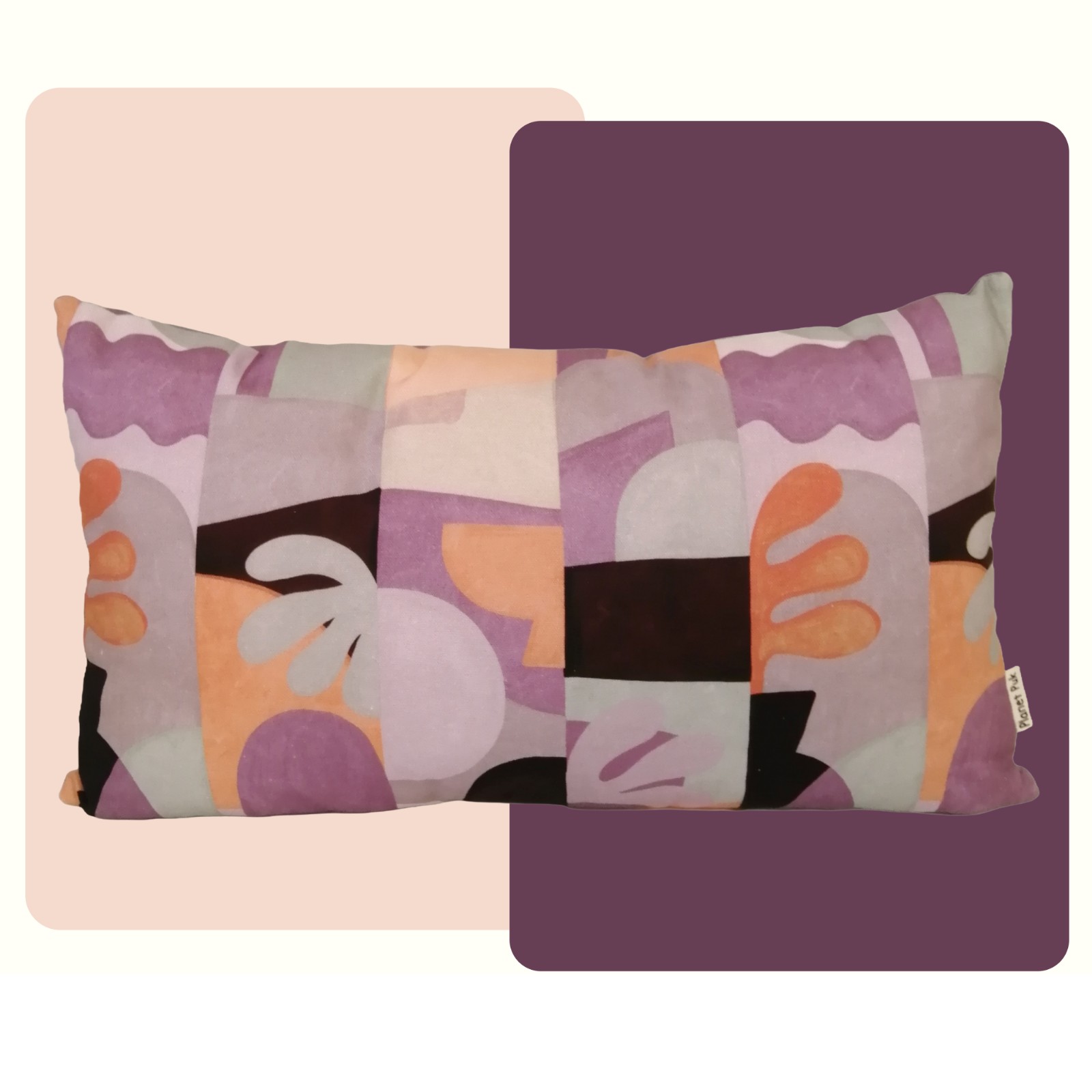 Handgemaakt kussen met fantasie print - Lila - 106147 Handgemaakt kussen met fantasie print - Lila