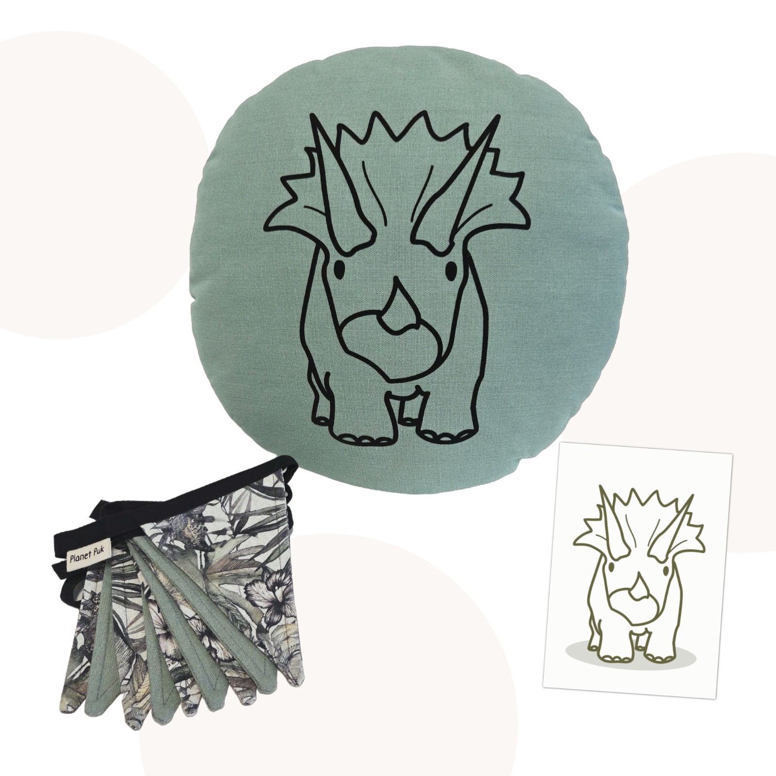 Handgemaakte decoratieset voor de dinokamer | Mintgroen