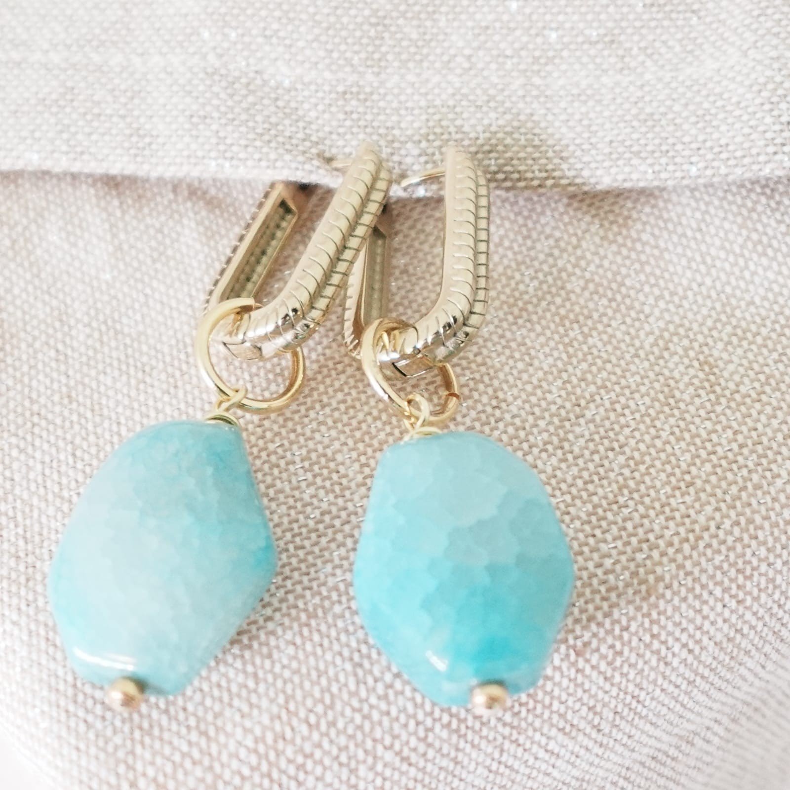 Light Blue Agate Earrings - 104173 Lichtblauwe Agaat oorbellen