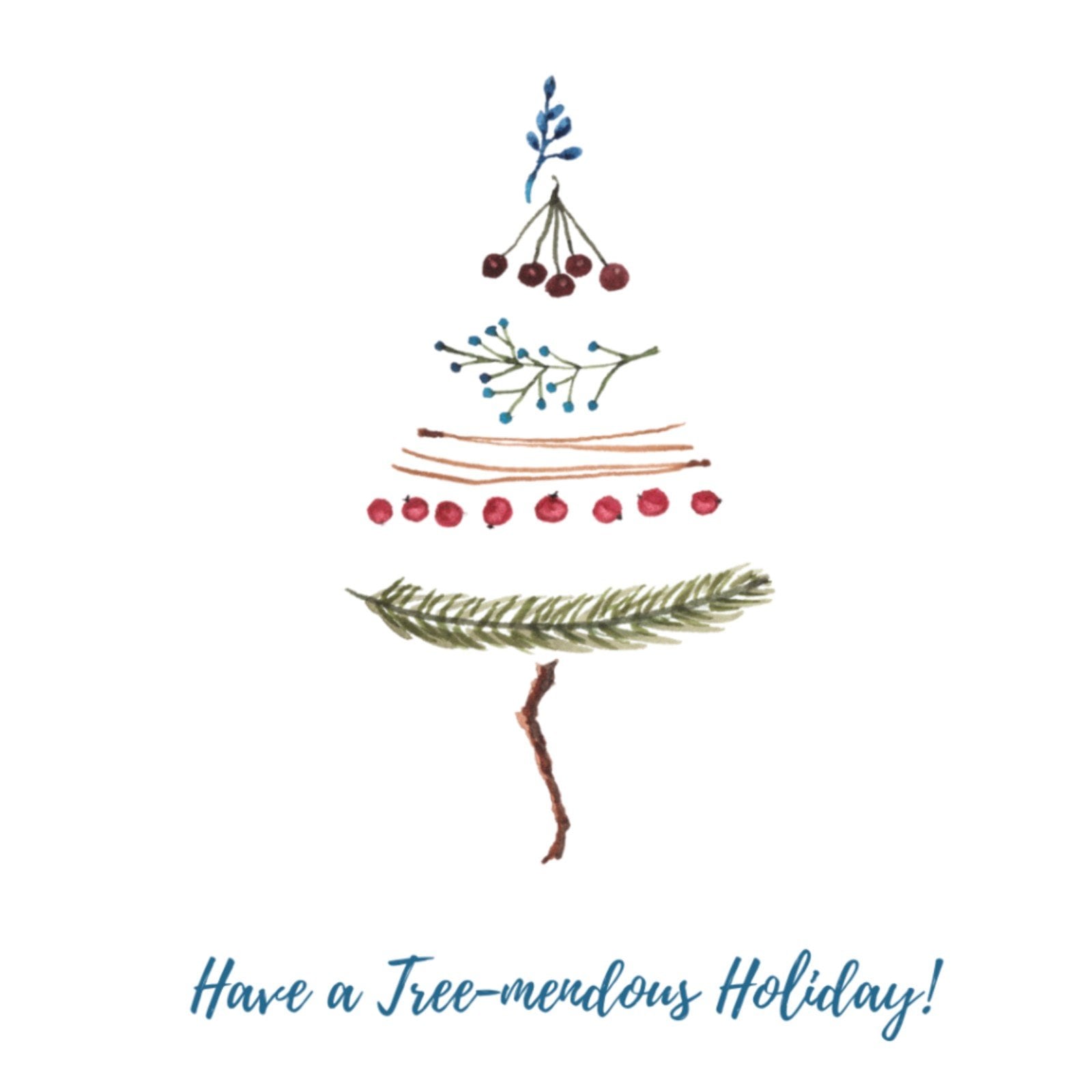 Schattige handgeschilderde kerstkaart van minimalistisch kerstboompje - Kerstboompje I