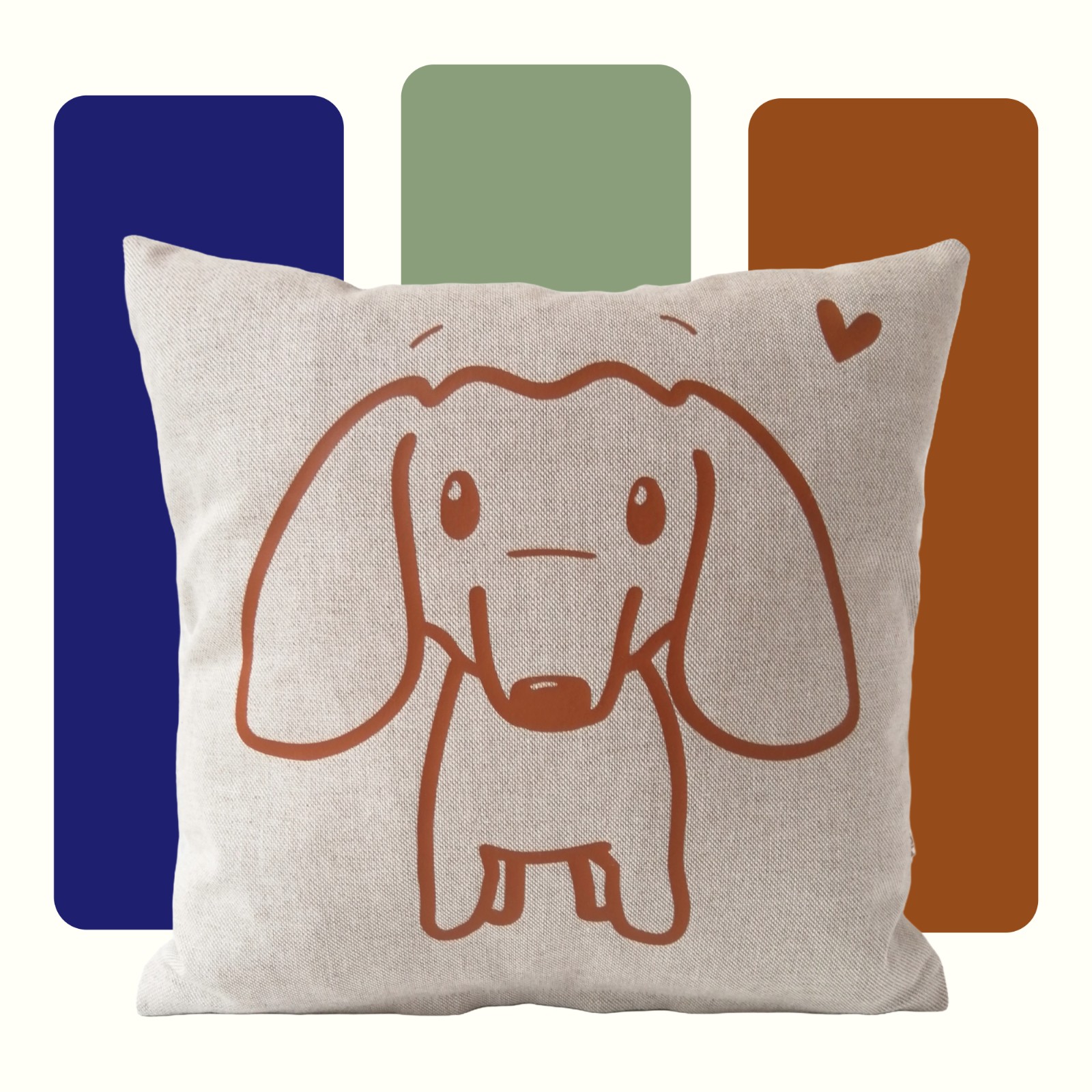 Handgemaakt kussen Teckeltje Joep | Beige | 35 x 35 cm | Teckelkussen