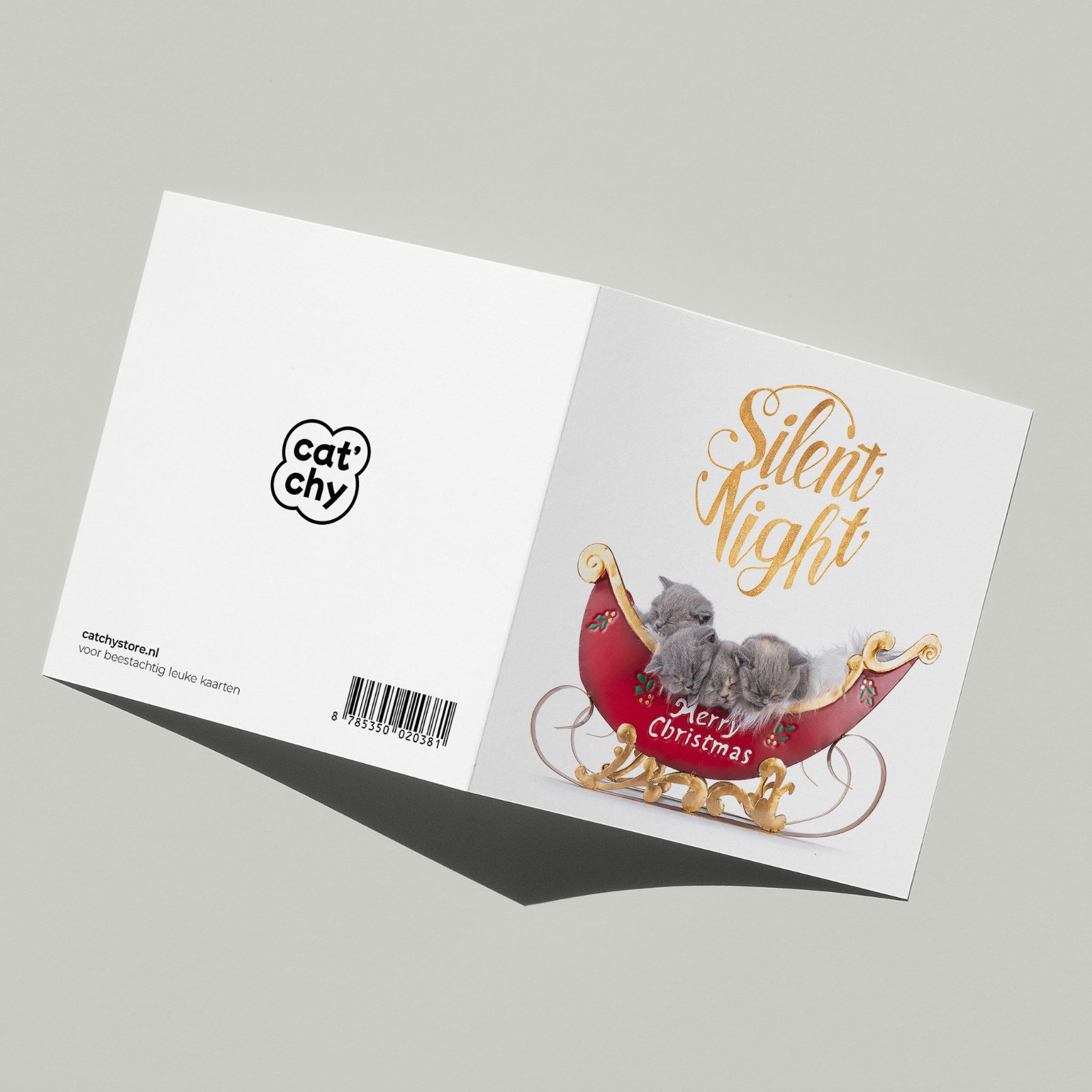 Stille nacht kerstkaart met katten - 102999 Stille nacht kerstkaart met katten