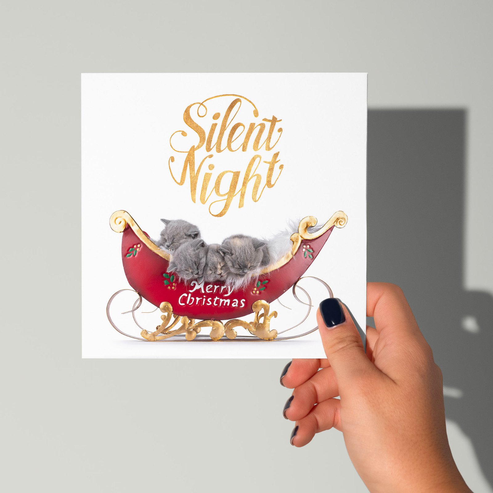 Stille nacht kerstkaart met katten - 103001 Stille nacht kerstkaart met katten