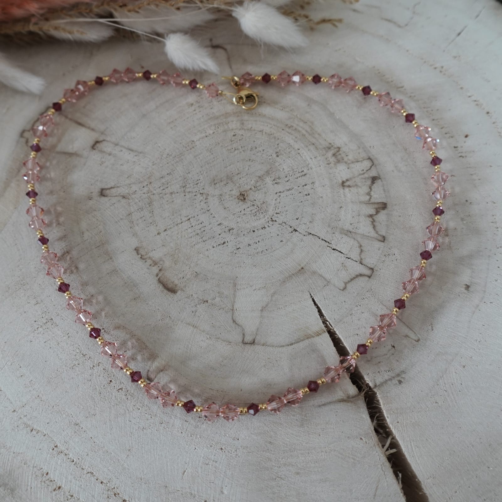 Swarovski Beaded Necklace - 104185 Roze Swarovski kralenketting