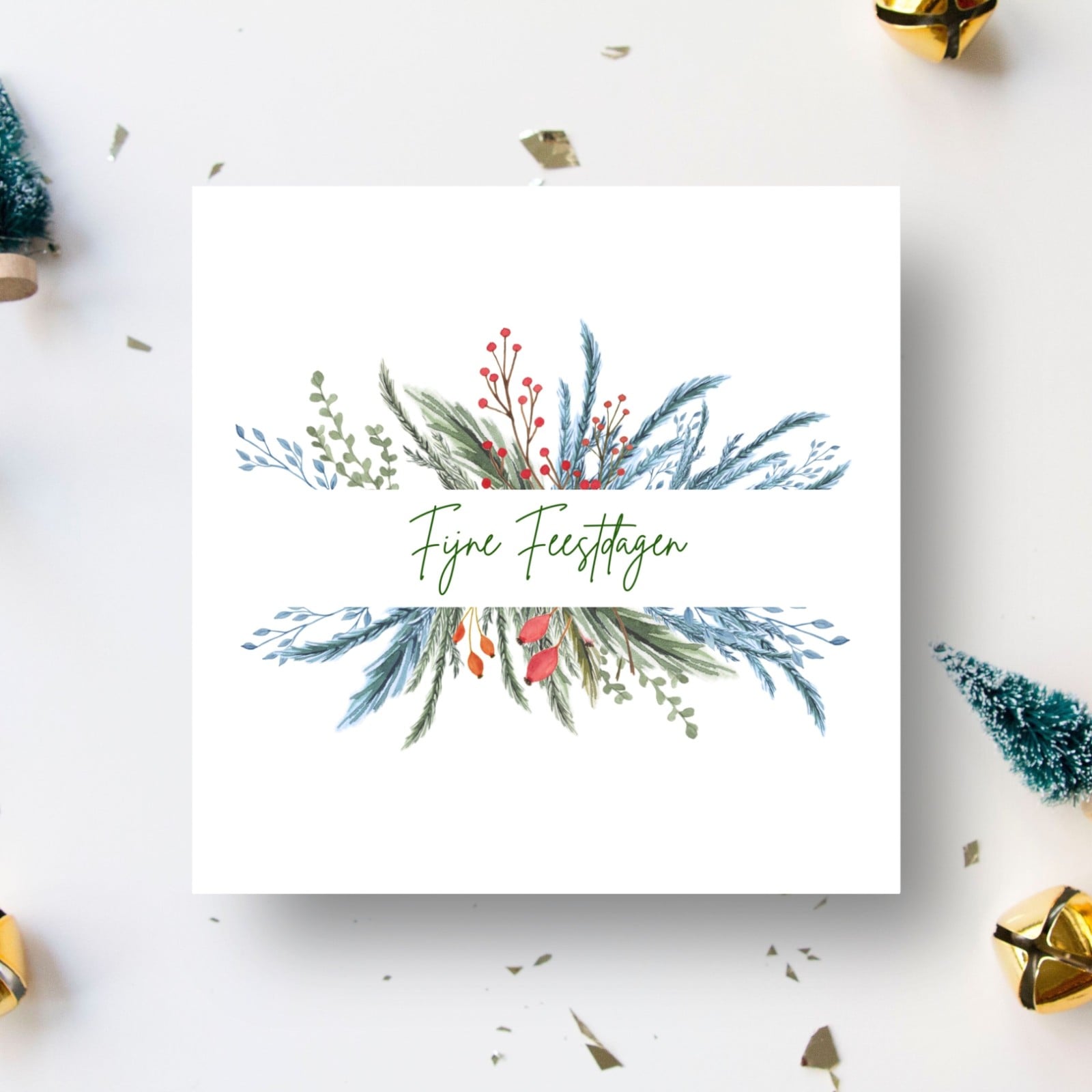 Unieke handgeschilderde botanische kerstkaart met envelop - Kerstkran… - 103198 Unieke handgeschilderde botanische kerstkaart met envelop - Kerstkrans III