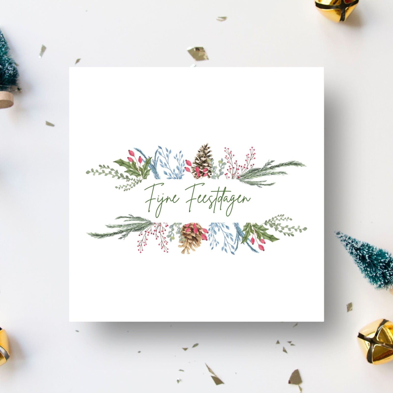 Unieke handgeschilderde botanische kerstkaart met envelop - Kerstkran… - 103202 Unieke handgeschilderde botanische kerstkaart met envelop - Kerstkrans II