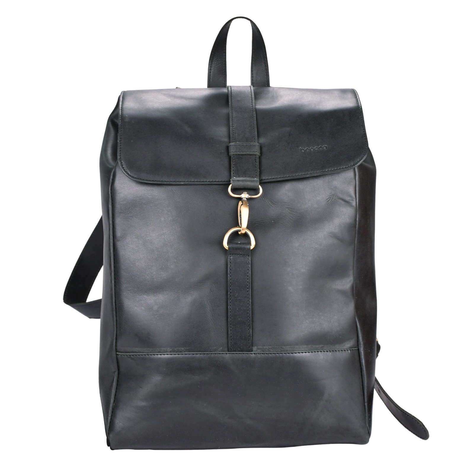 Beocca - Leren rugzak Bryce zwart - 17" laptoptas - 107392 Beocca - Leren rugzak Bryce zwart - 17" laptoptas