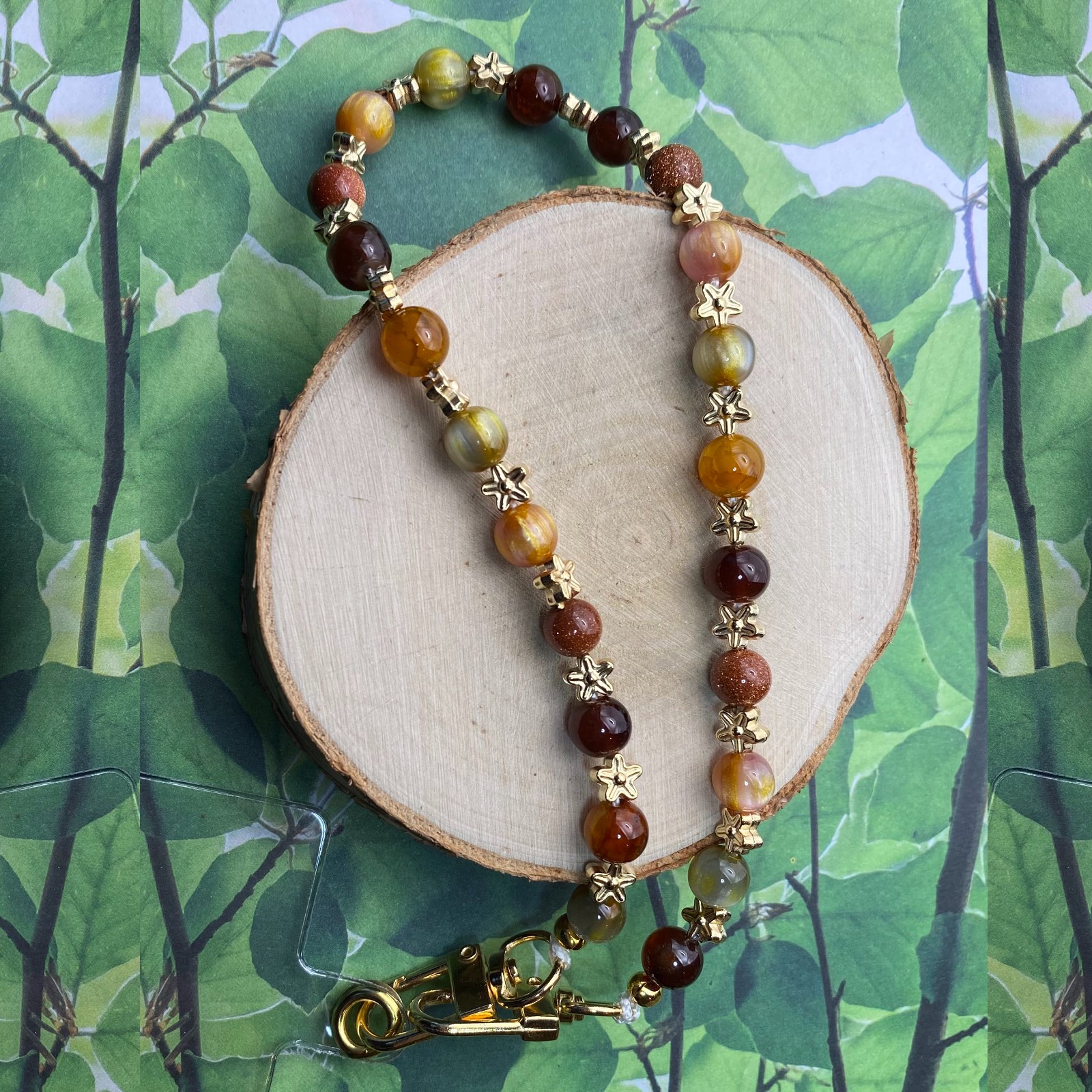 Handgemaakt telefoonkoord met kralen - HG10002