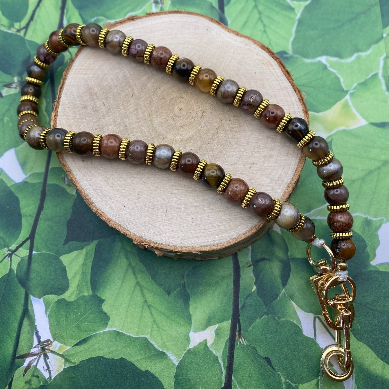 Handgemaakt telefoonkoord met kralen - HG10005