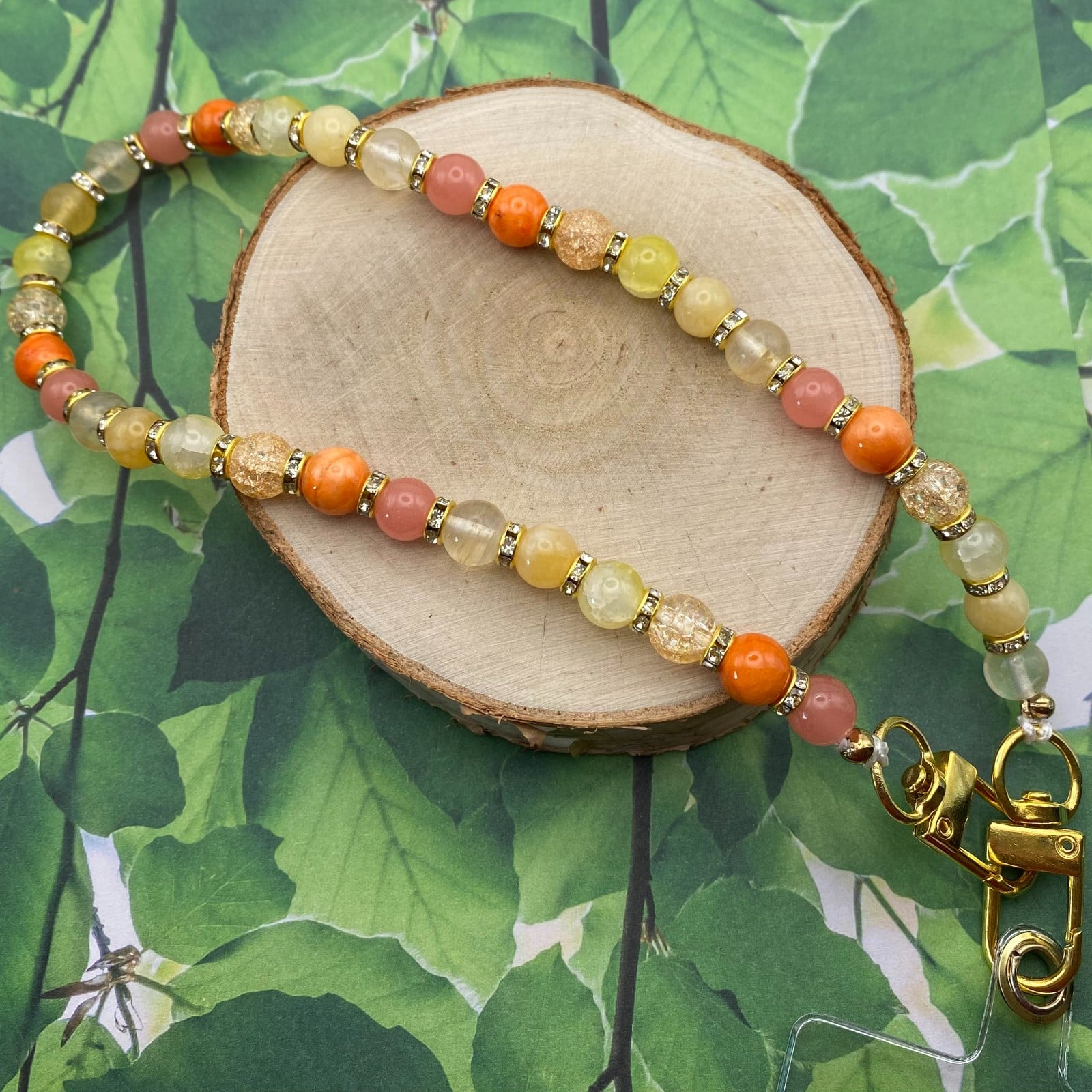 Handgemaakt telefoonkoord met kralen - HG20008