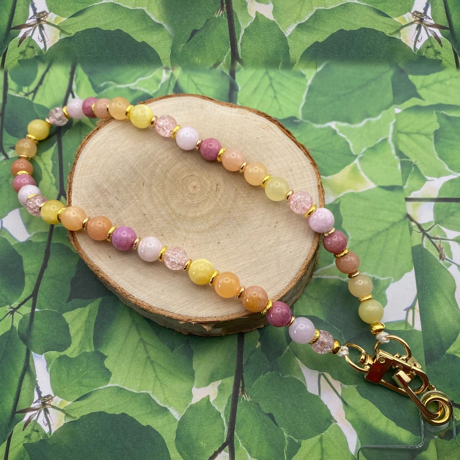 Handgemaakt telefoonkoord met kralen - HG30012