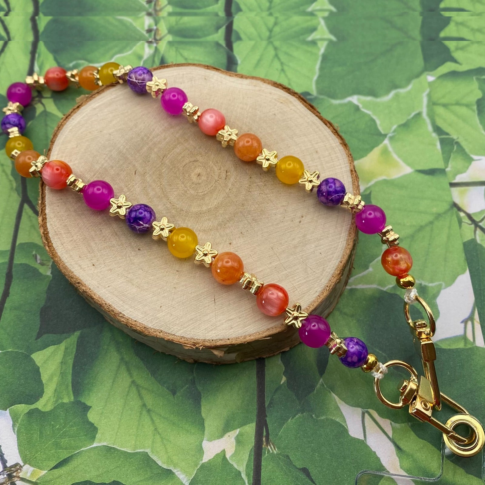 Handgemaakt telefoonkoord met kralen - HG30014