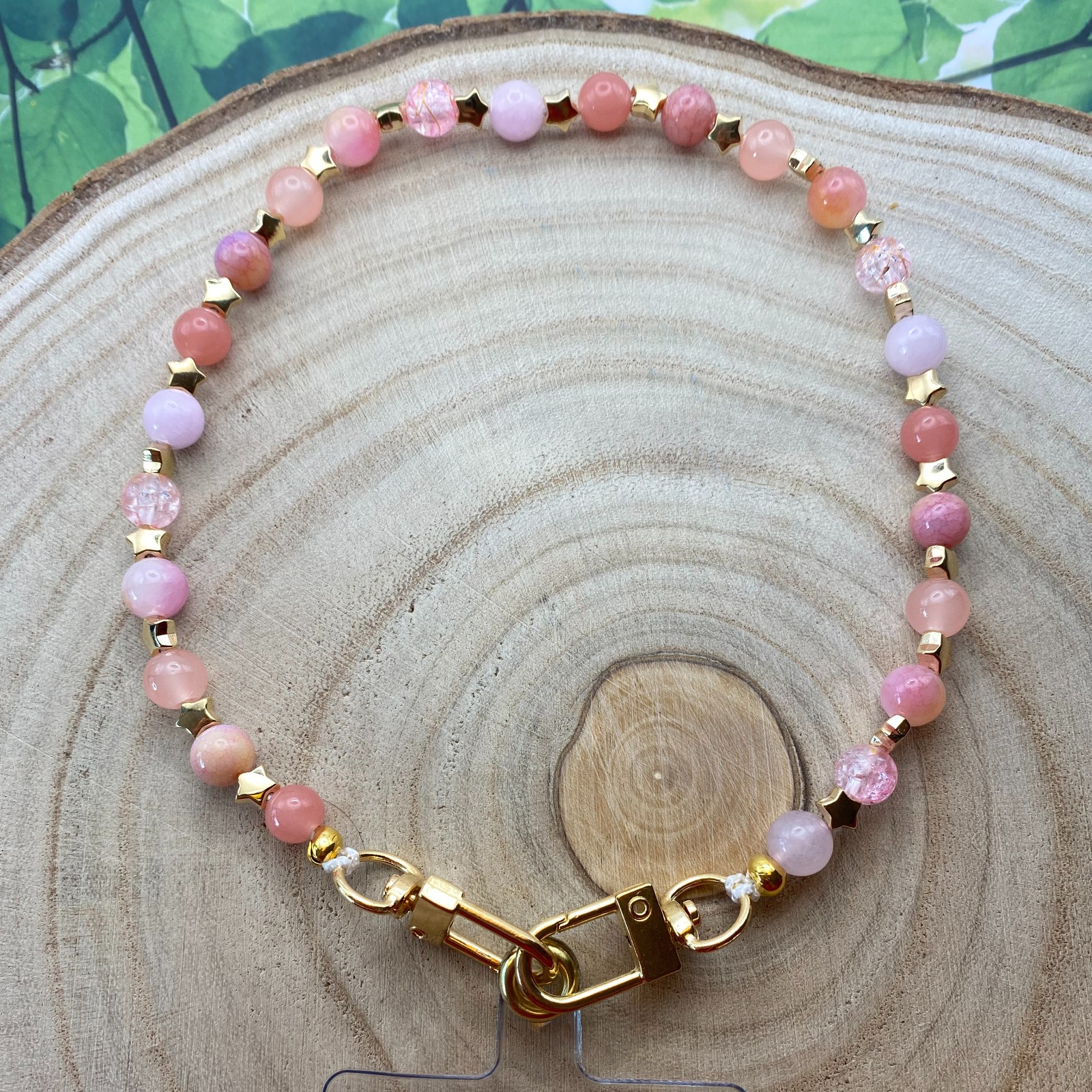 Handgemaakt telefoonkoord met kralen - HG30015