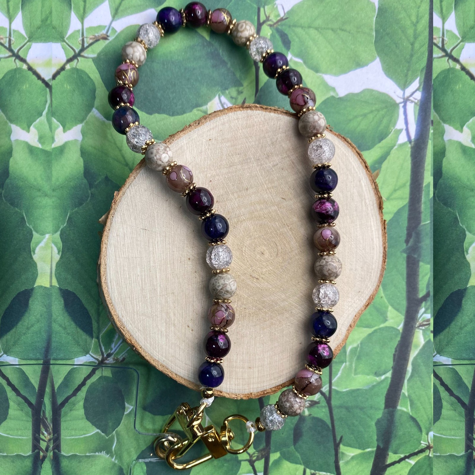 Handgemaakt telefoonkoord met kralen - HG40020