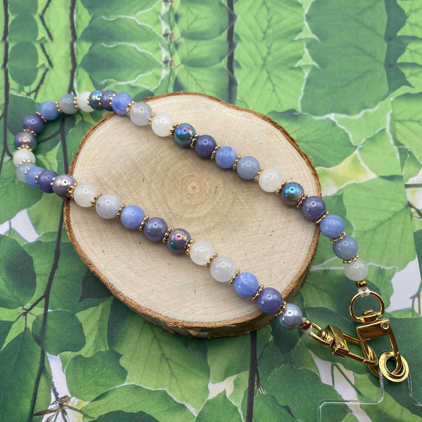 Handgemaakt telefoonkoord met kralen - HG50022