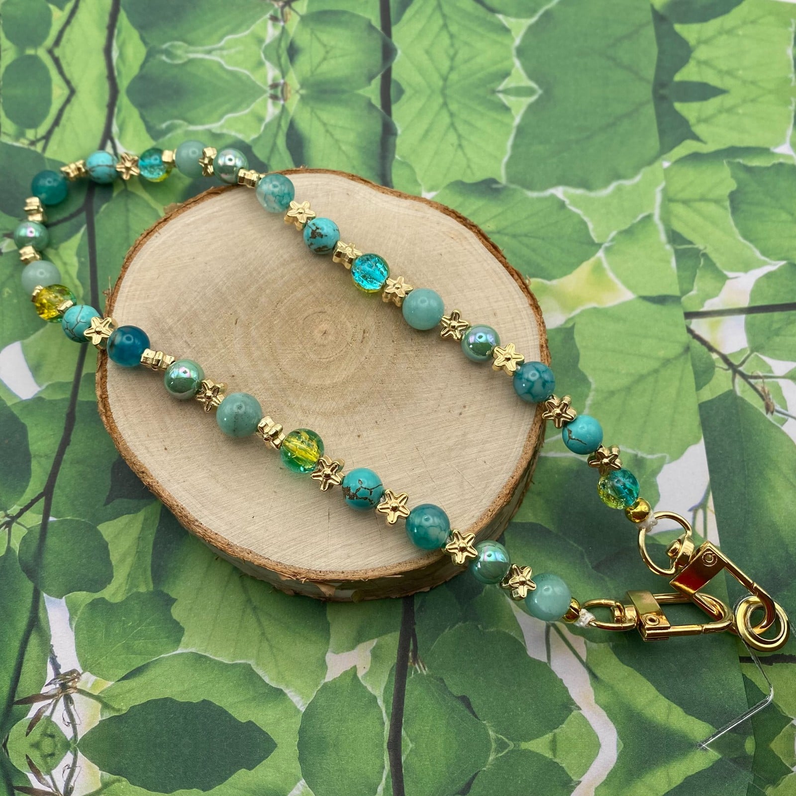 Handgemaakt telefoonkoord met kralen - HG60024