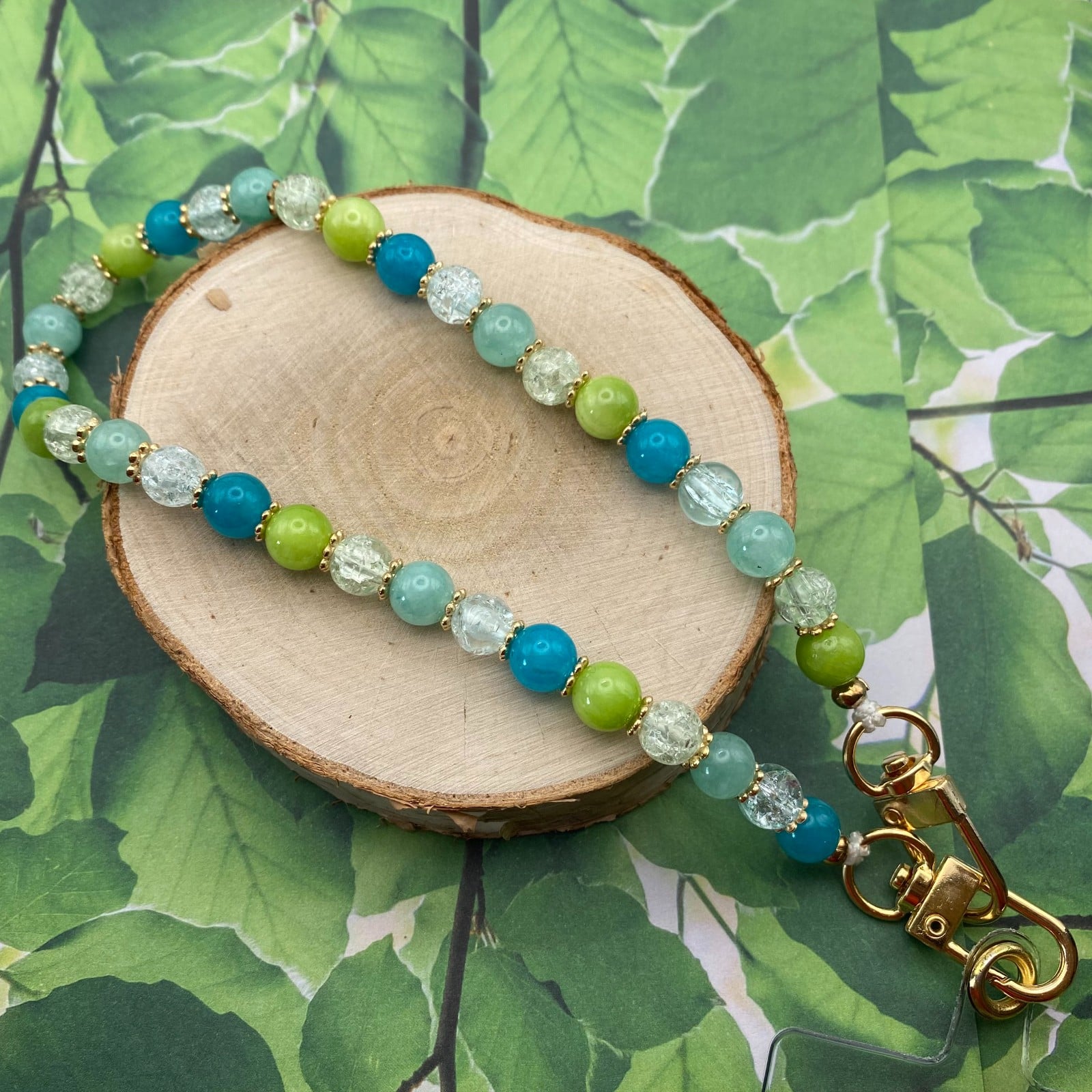 Handgemaakt telefoonkoord met kralen - HG60026