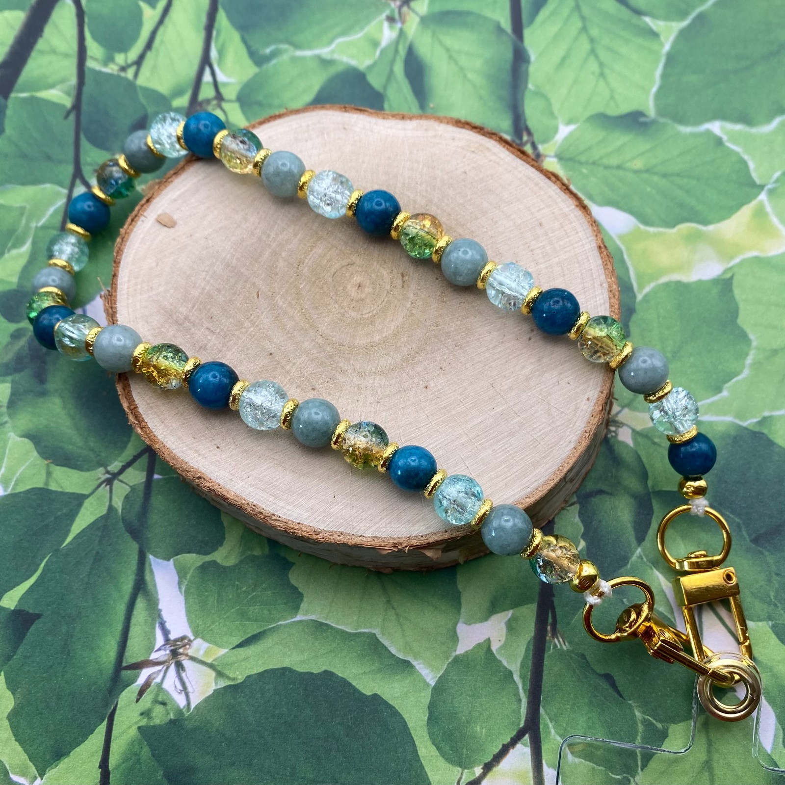 Handgemaakt telefoonkoord met kralen - HG60030