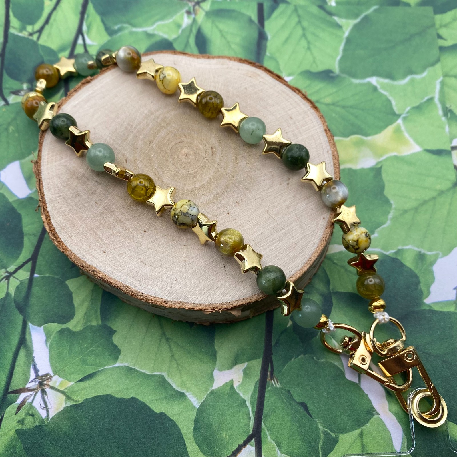 Handgemaakt telefoonkoord met kralen - HG70032