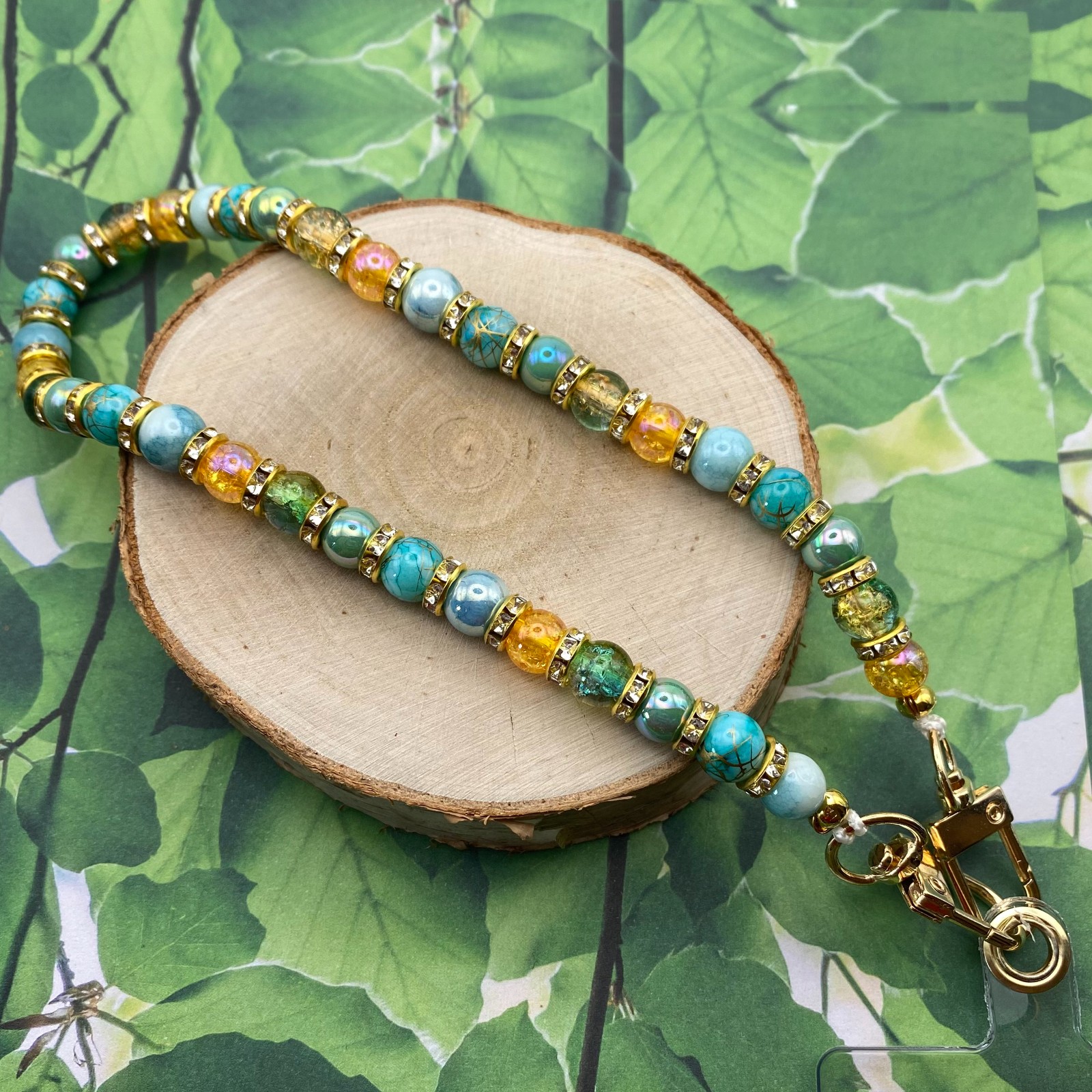 Handgemaakt telefoonkoord met kralen - HG70033