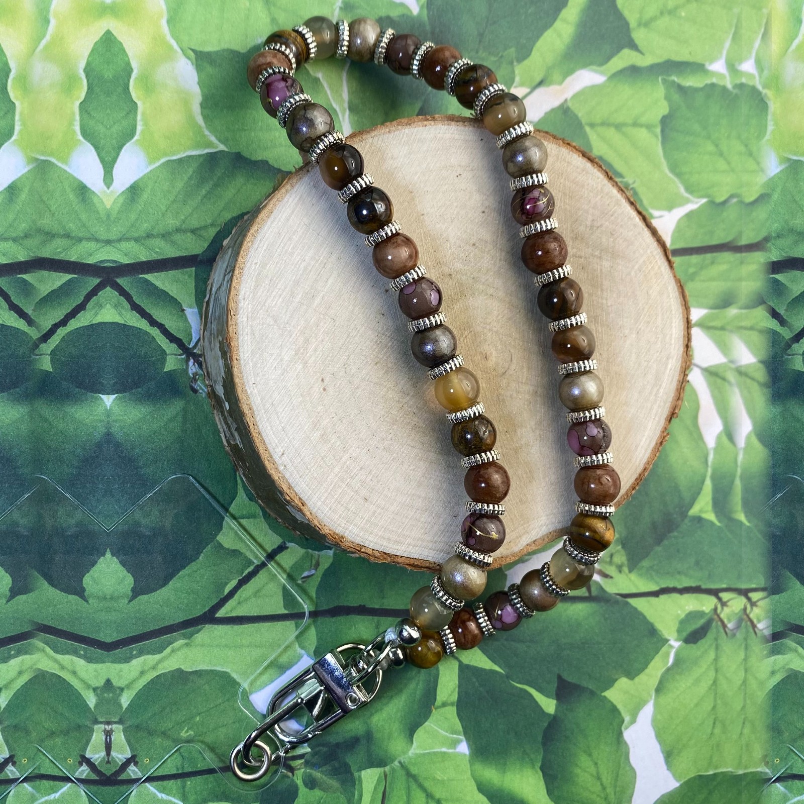 Handgemaakt telefoonkoord met kralen - HZ10036