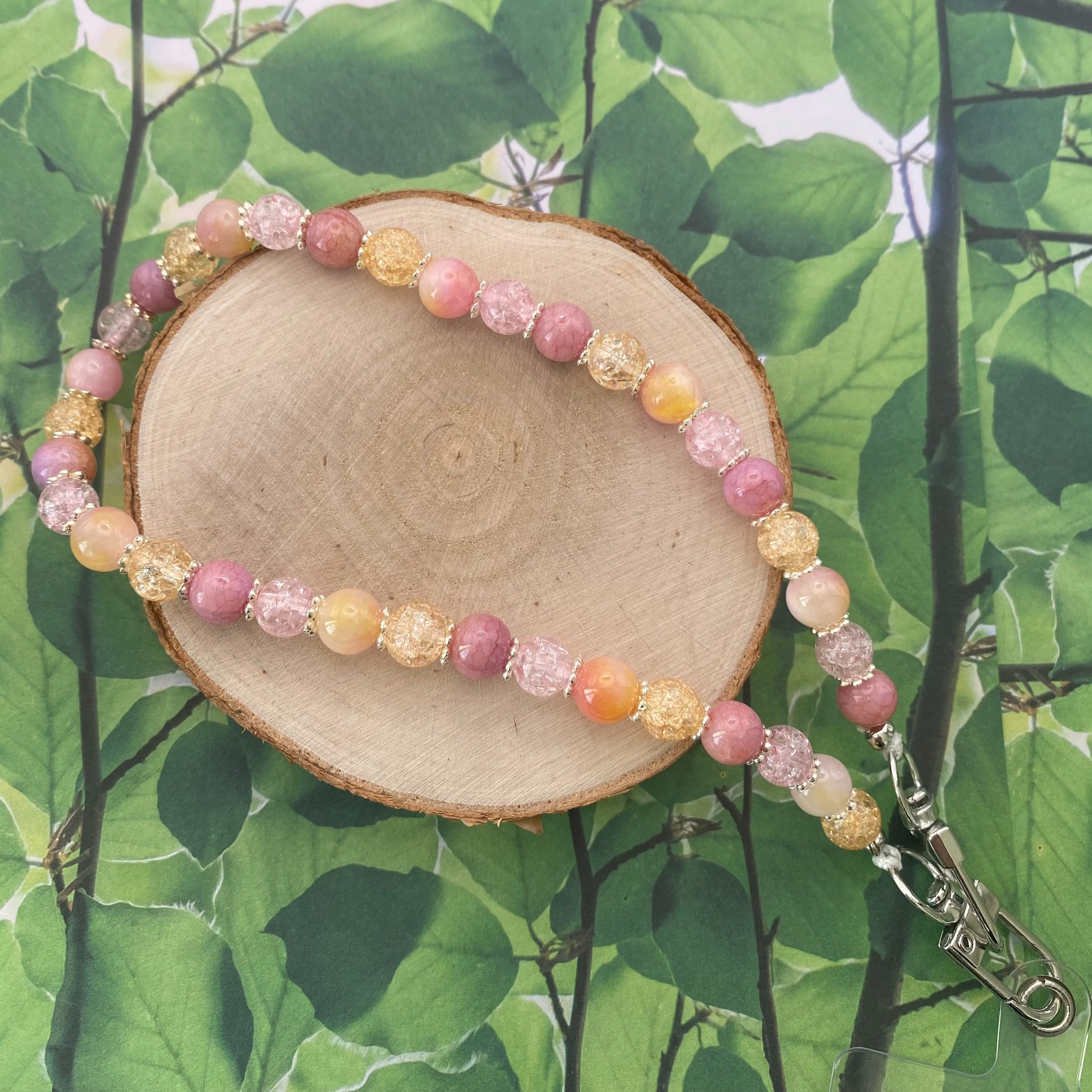 Handgemaakt telefoonkoord met kralen - HZ30039