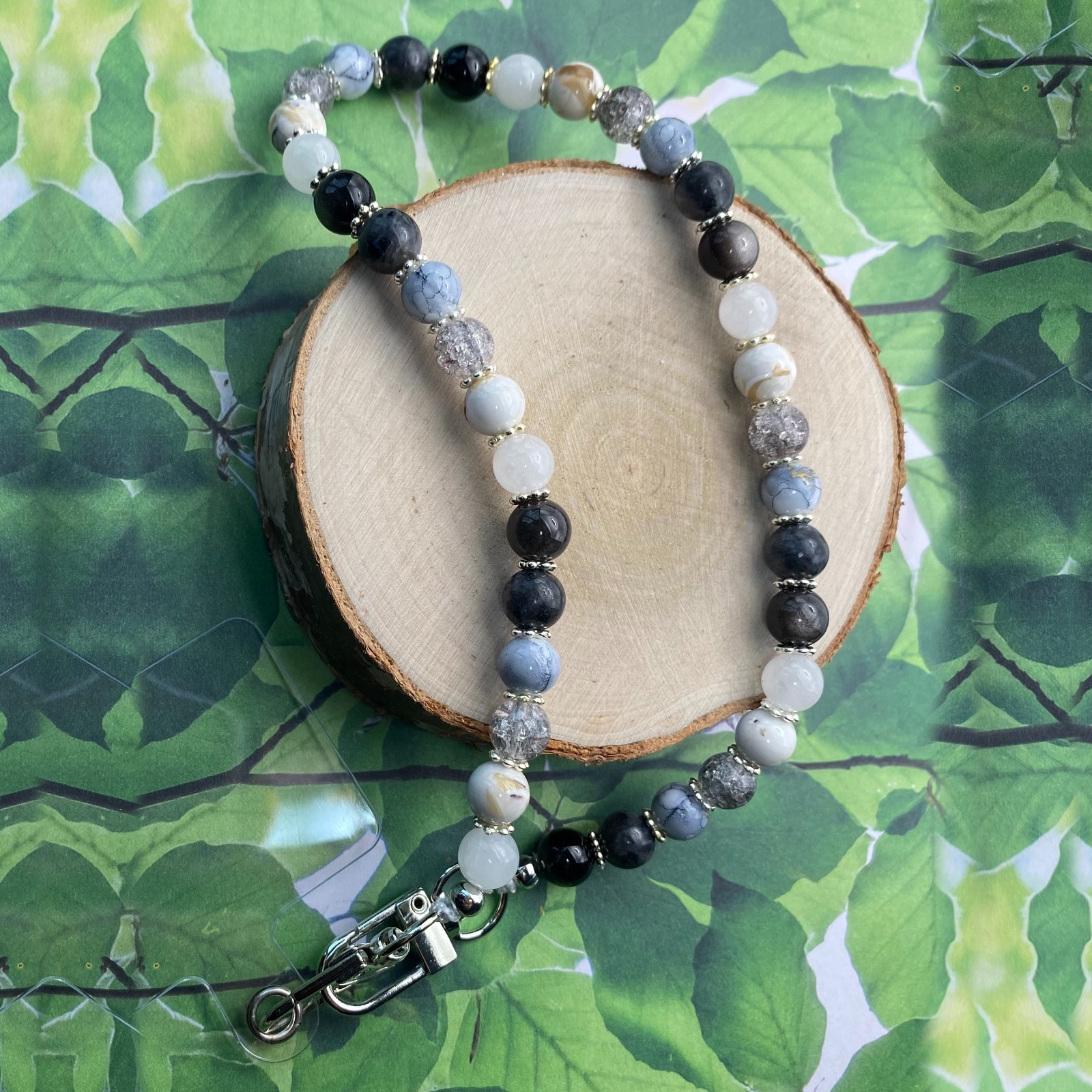 Handgemaakt telefoonkoord met kralen - HZ90060