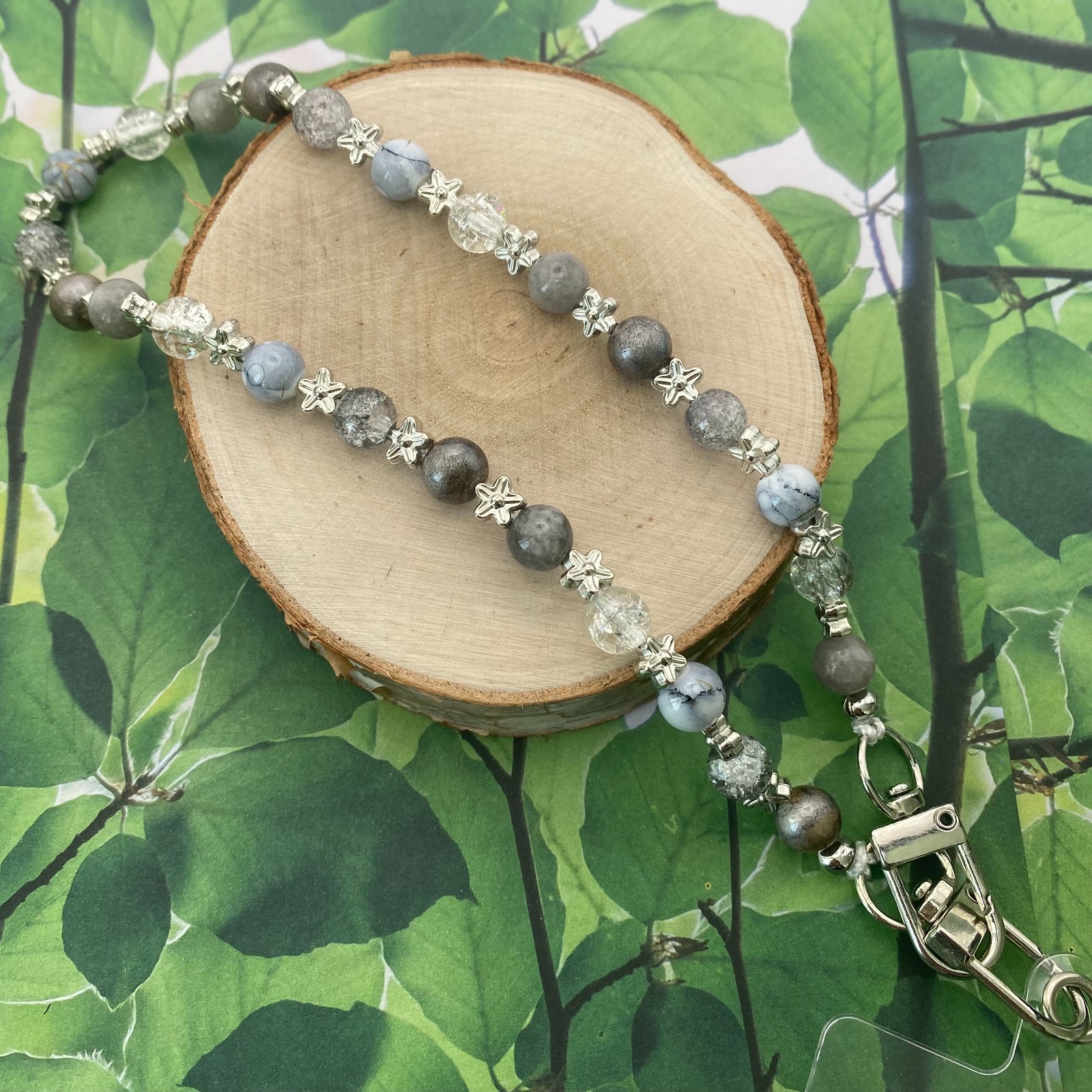 Handgemaakt telefoonkoord met kralen - HZ90062