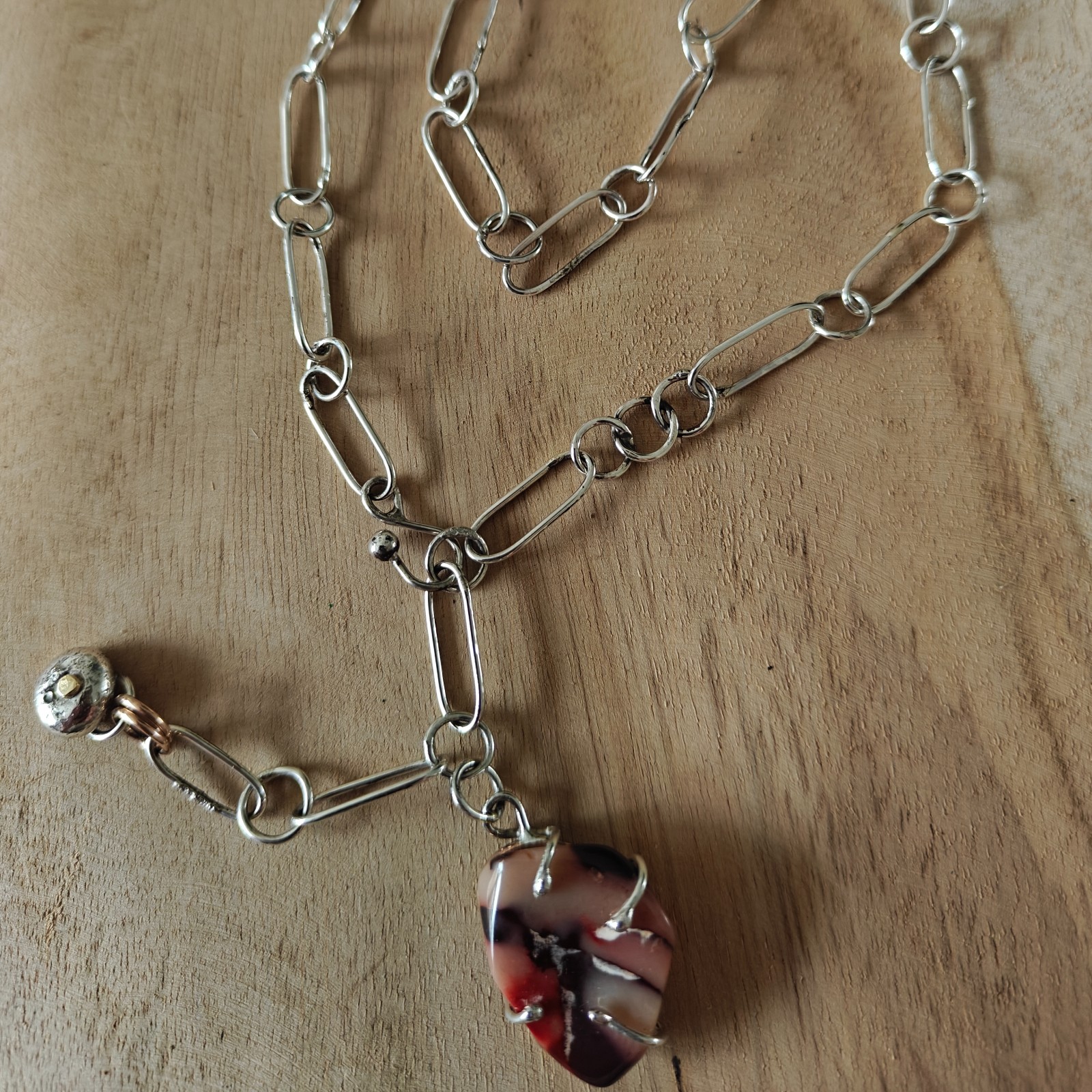 Rough Enough Collection, zilveren ketting met Mookaiet hanger