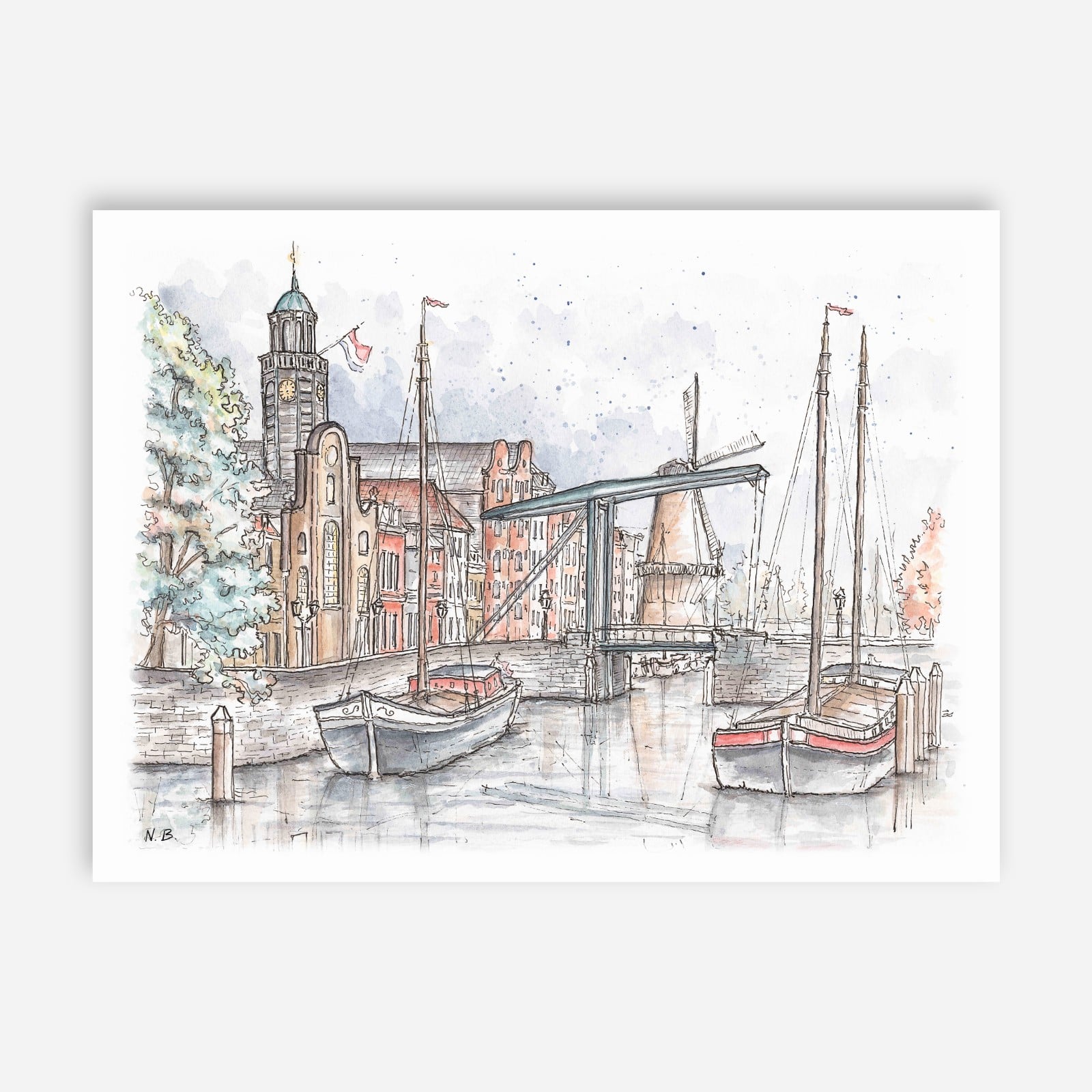 Aquarel Delfshaven Rotterdam