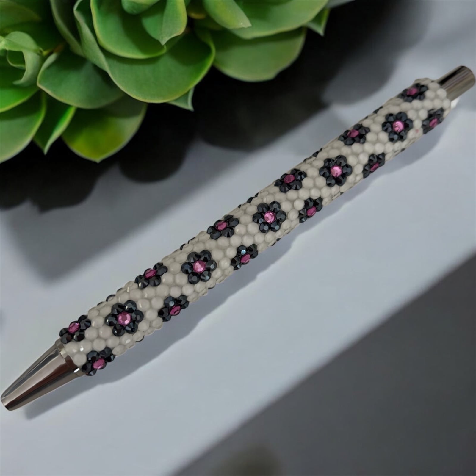Handgemaakte Bling Pen met Bloemetjes Motief