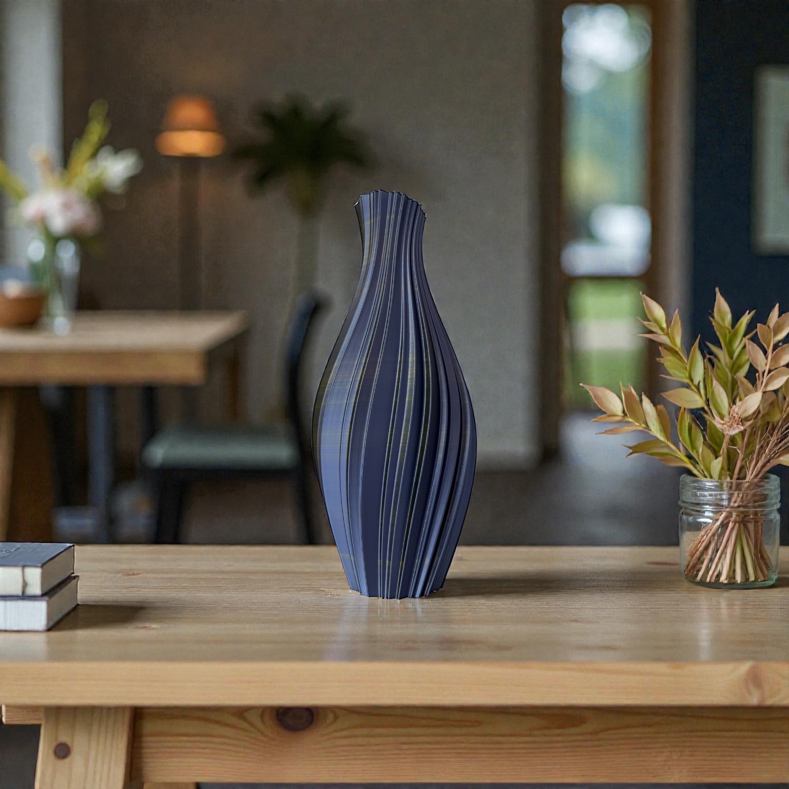 3D Vaas Olive Shadow – Silk Antraciet met Olijfgroene Gloed | 29 cm