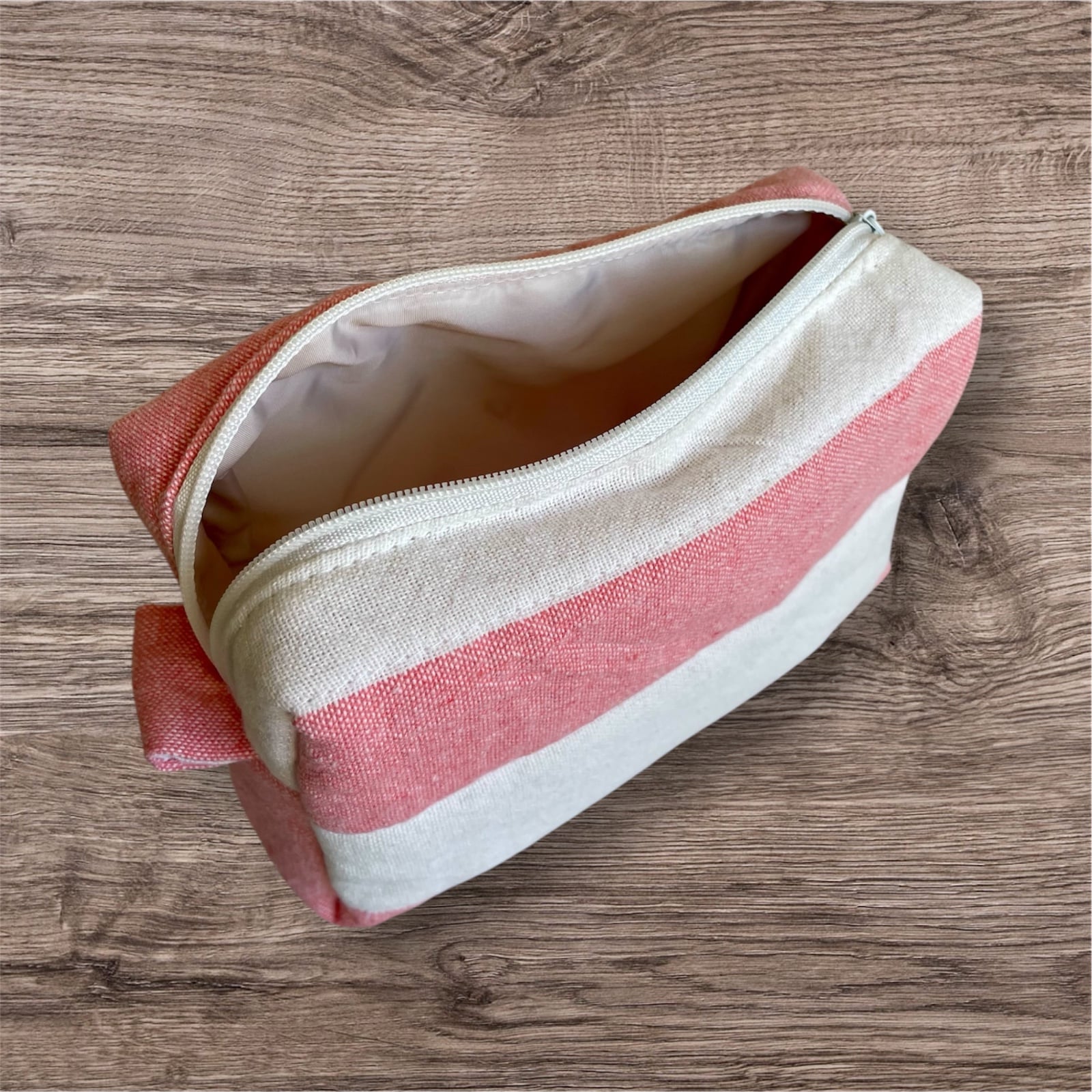 Handgemaakte make-up tas van katoen – gevoerd & gewatteerd – 4 mediterrane kleuren