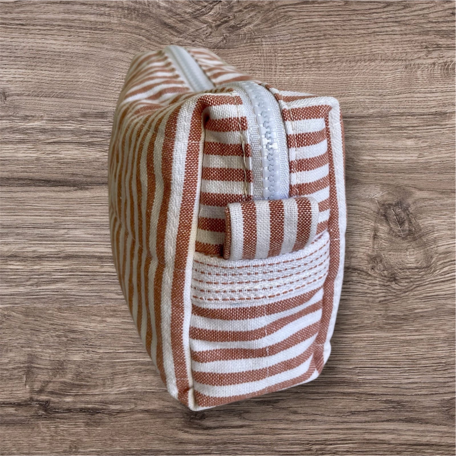 Handgemaakte make-up tas van katoen – gevoerd & gewatteerd – 4 mediterrane kleuren