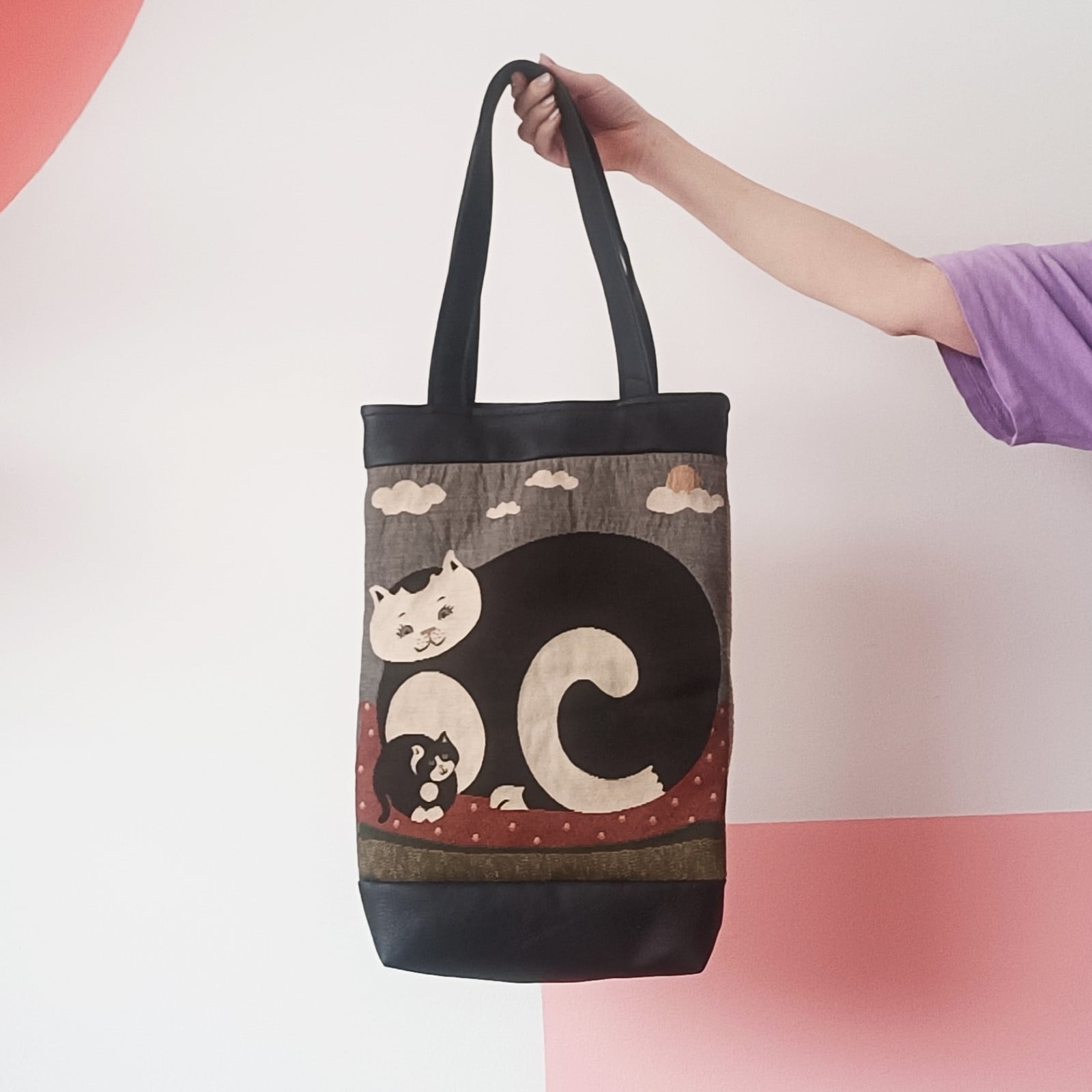 Katten tas, tote bag van gerecycled materiaal