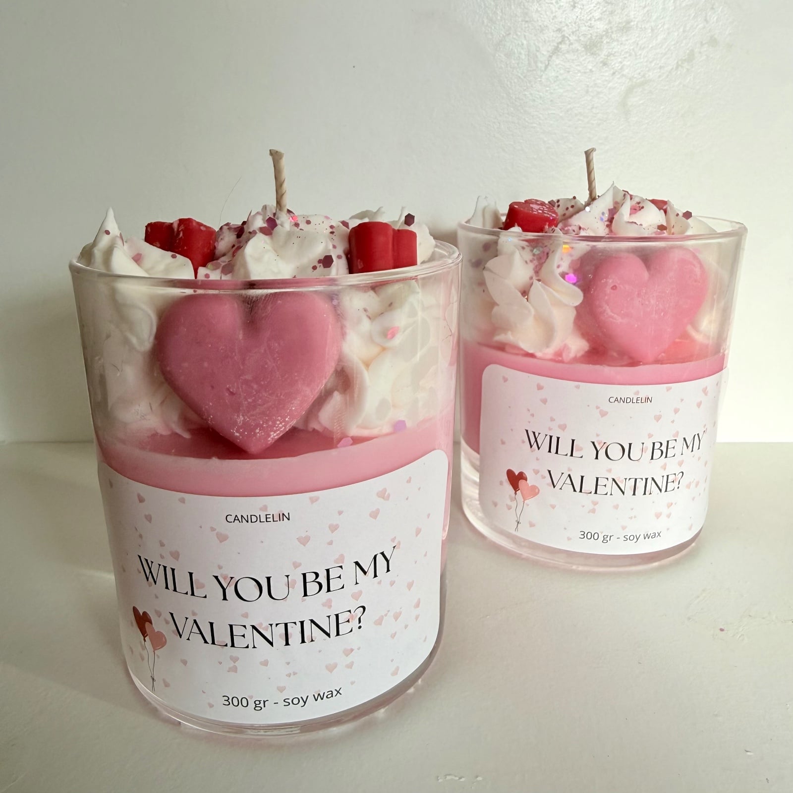 Valentijnskaars “Will You Be My Valentine?” – Luxe Sojakaars met Hart – 300g