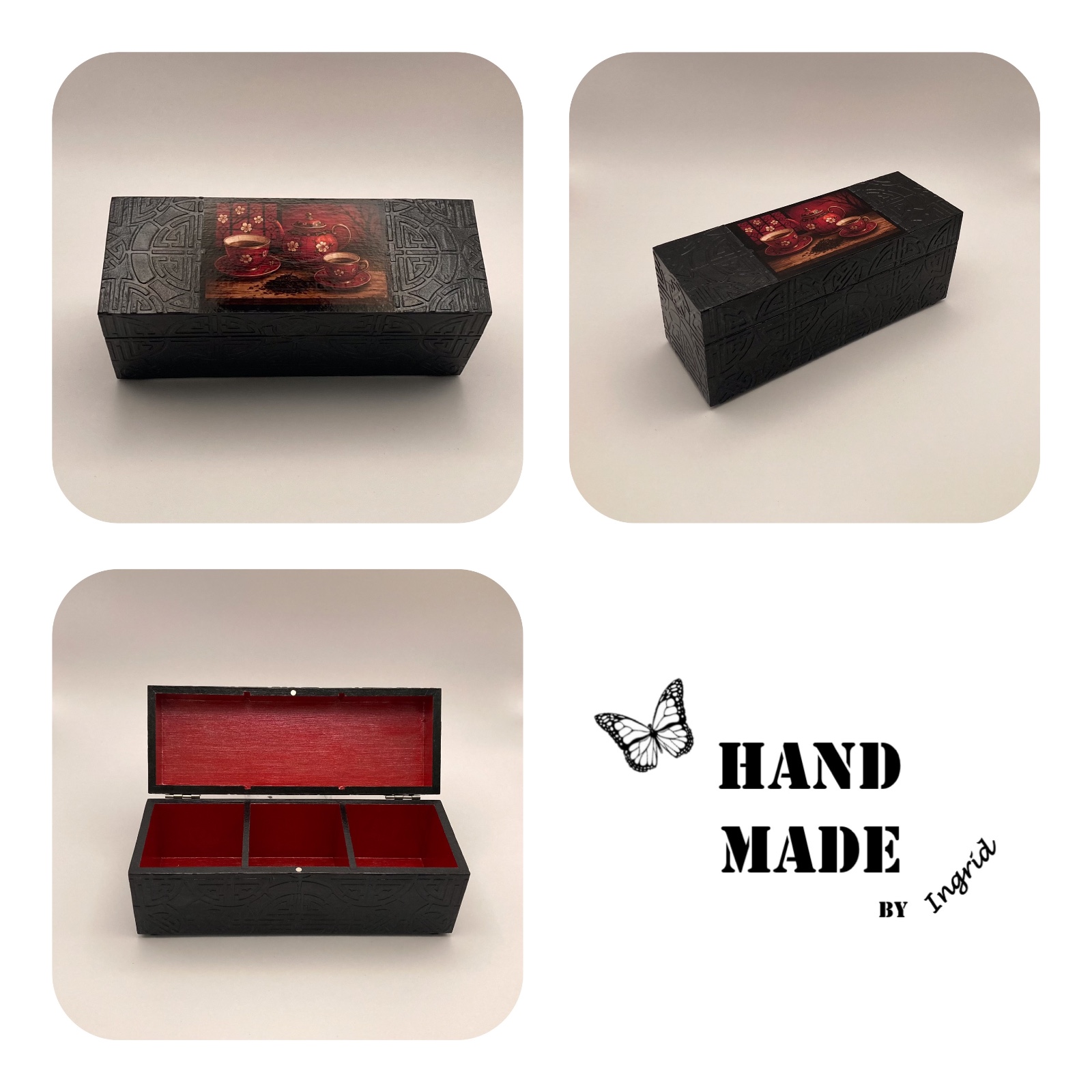 Handgedecoreerd bamboe theekistje “China” - 113780 Handgedecoreerd bamboe theekistje “China”