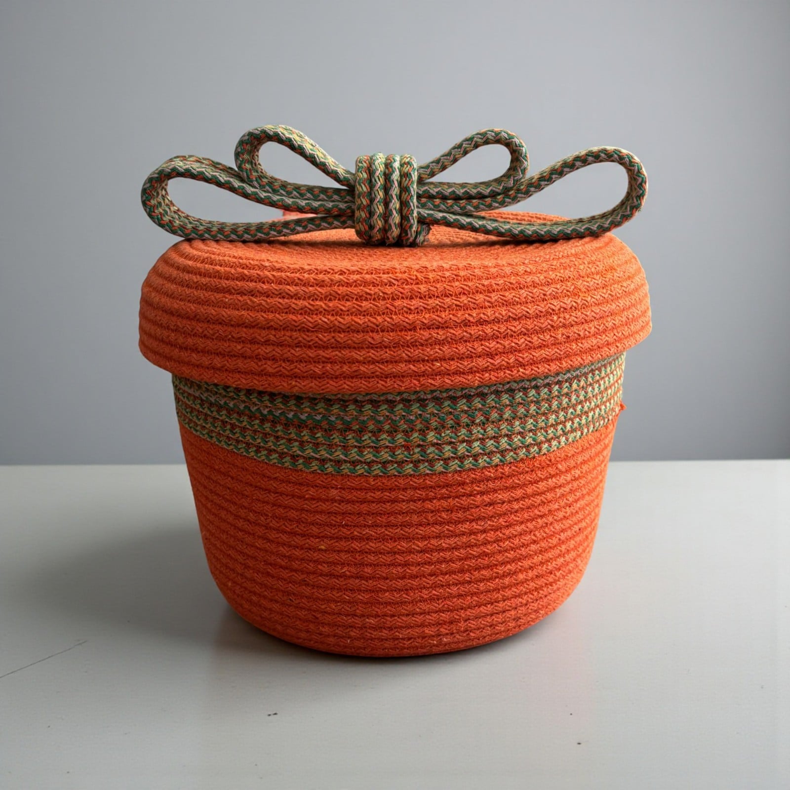 Handgemaakte Opbergmand met Deksel Ø24 cm