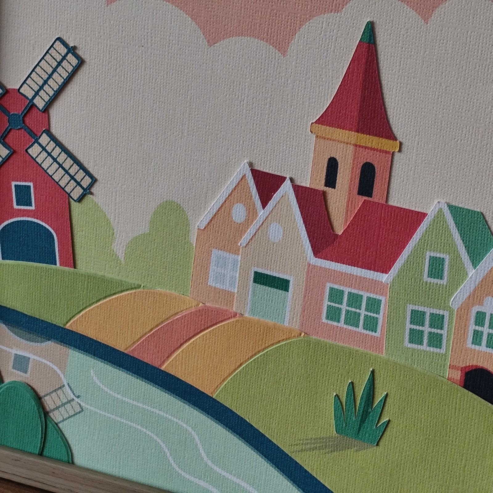 Paper cut-out art – handgemaakte illustraties: Zomerse dorpsidylle