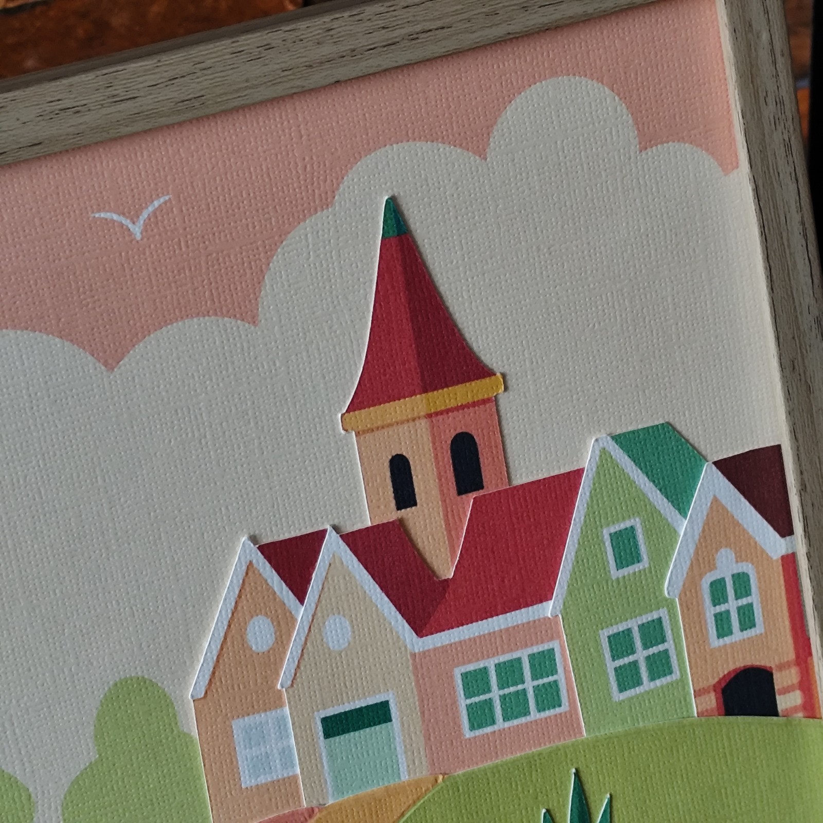 Paper cut-out art – handgemaakte illustraties: Zomerse dorpsidylle