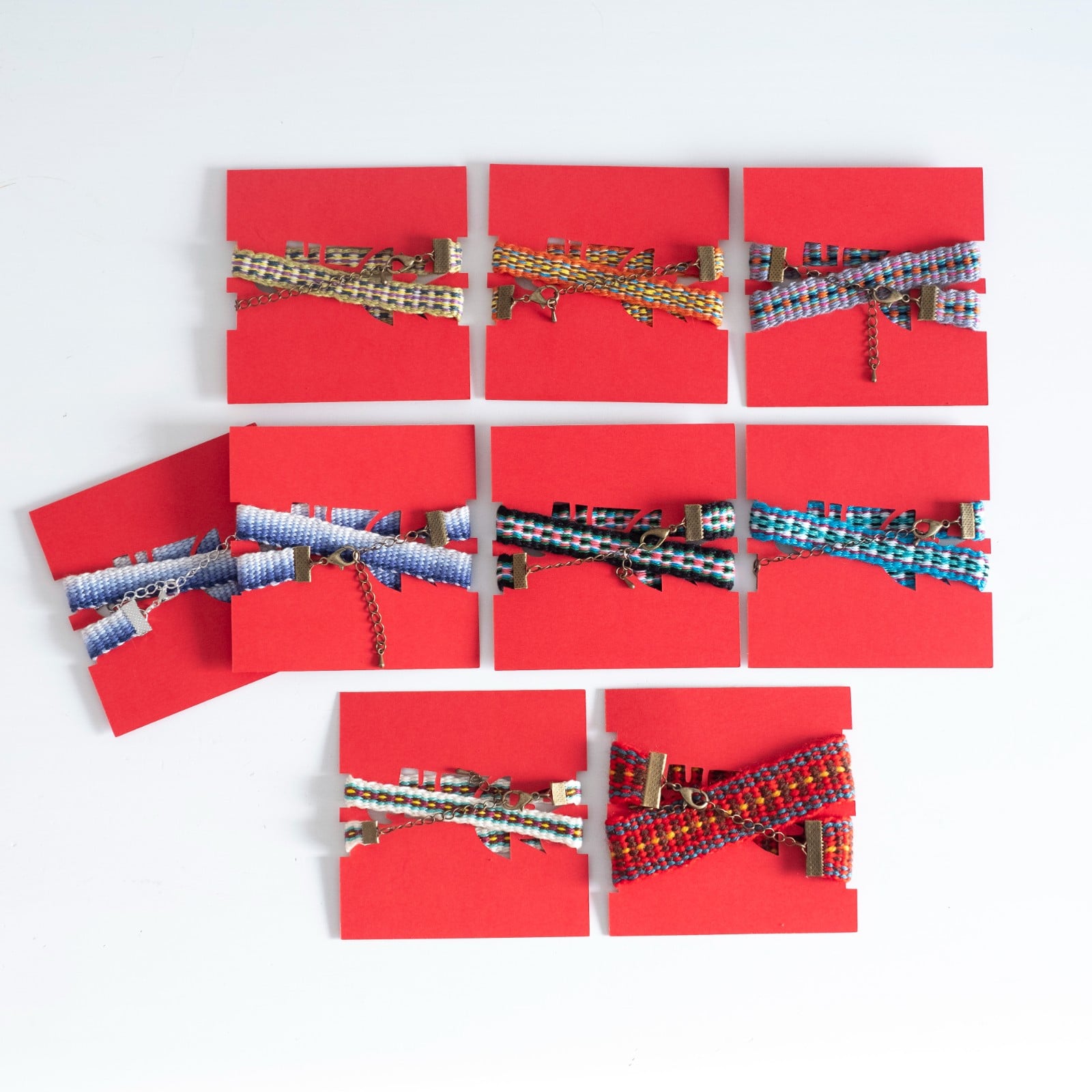 Handgeweven choker in vrolijke kleuren, weef ketting, sieraad nek, boho style met koper of zilverkleurige sluiting, gewoven inkle, bandweven