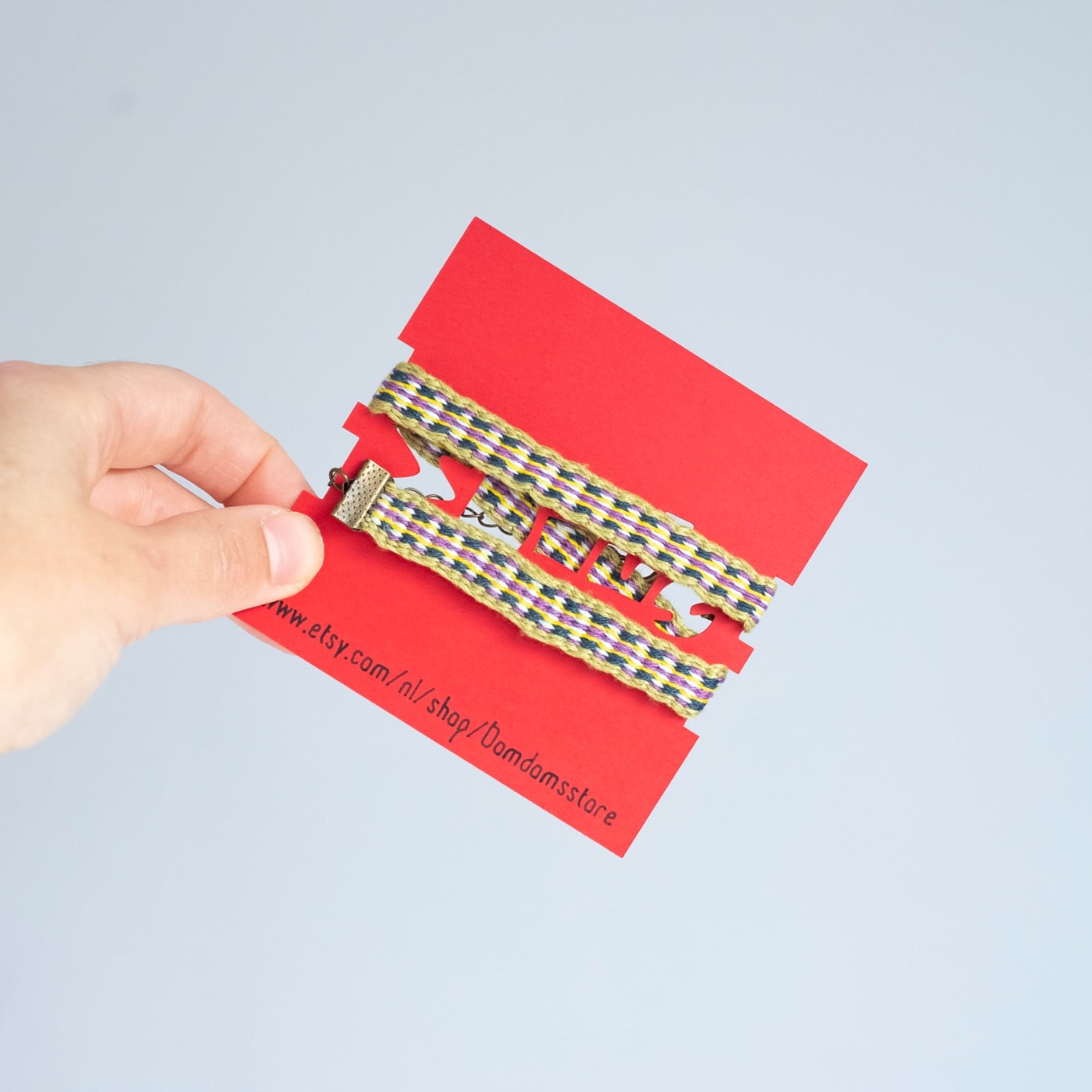 Handgeweven choker in vrolijke kleuren, weef ketting, sieraad nek, boho style met koper of zilverkleurige sluiting, gewoven inkle, bandweven